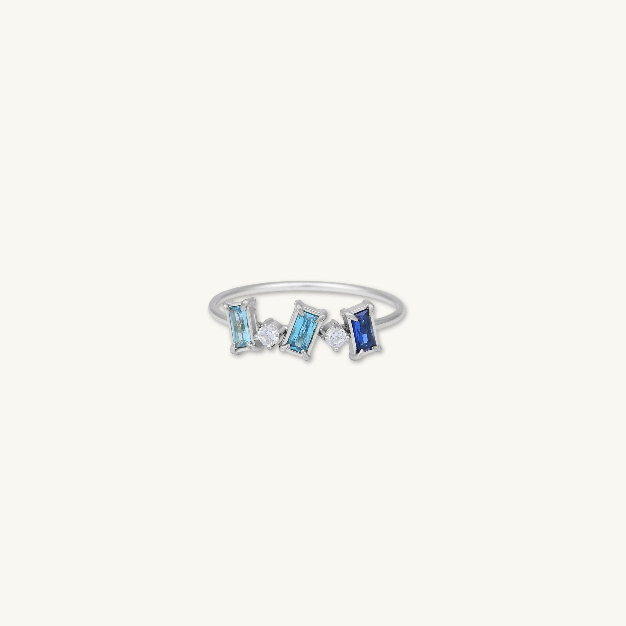 Cluster Blue Sapphire Baguette Ring - Camile & Stone
