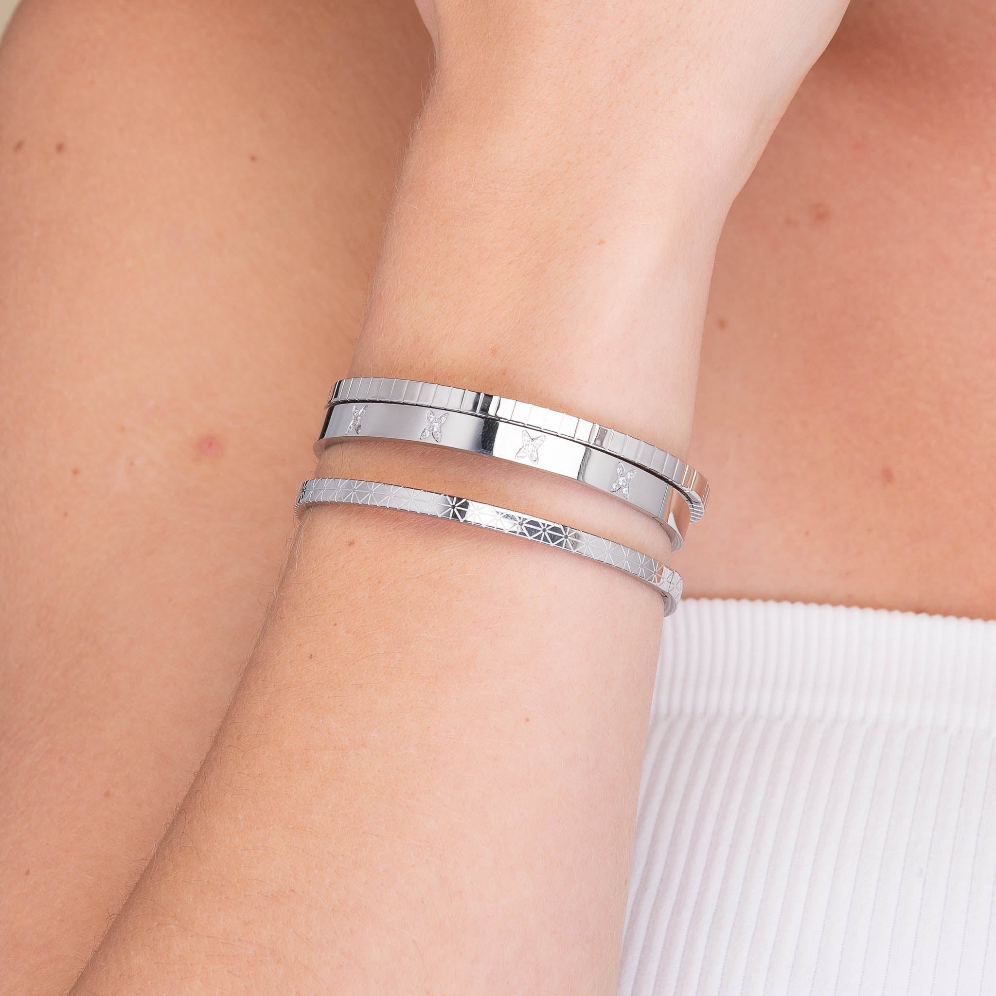 Cross Sapphire Hinged Bangle Bracelet - Camile & Stone