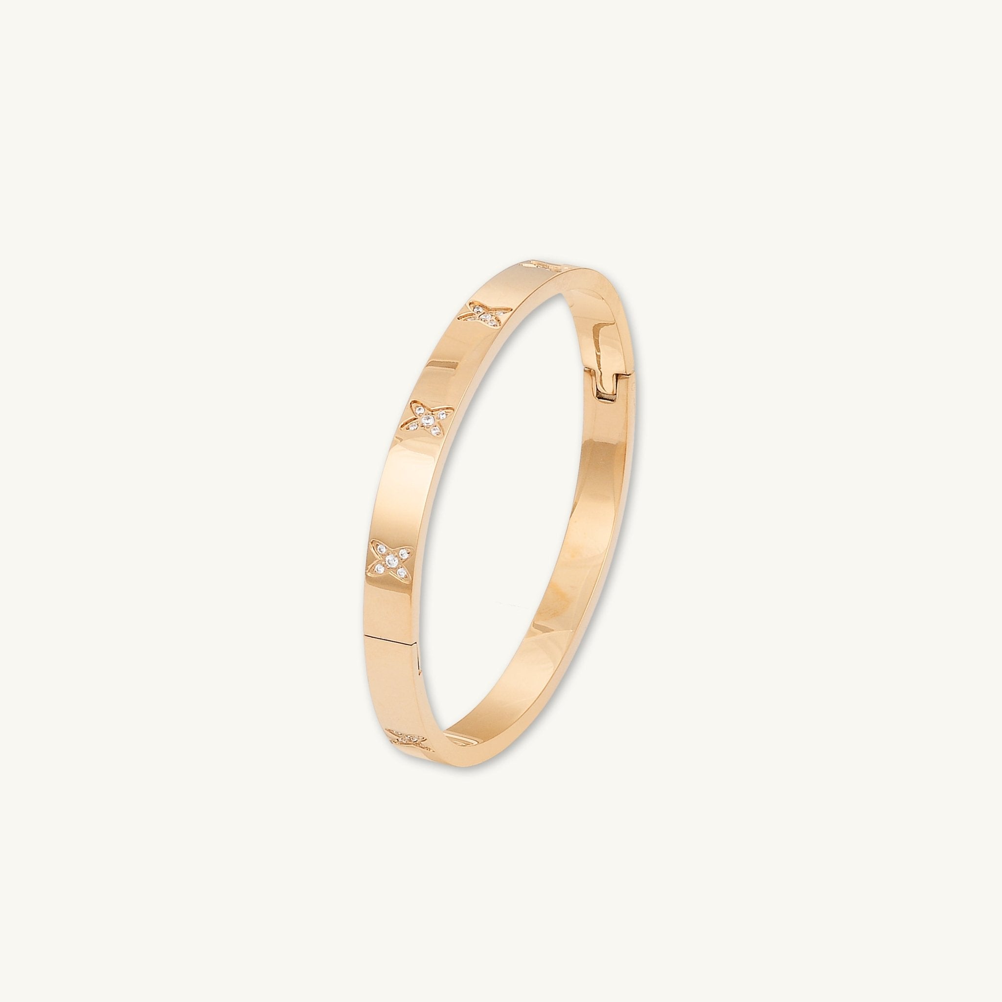 Cross Sapphire Hinged Bangle Bracelet - Camile & Stone