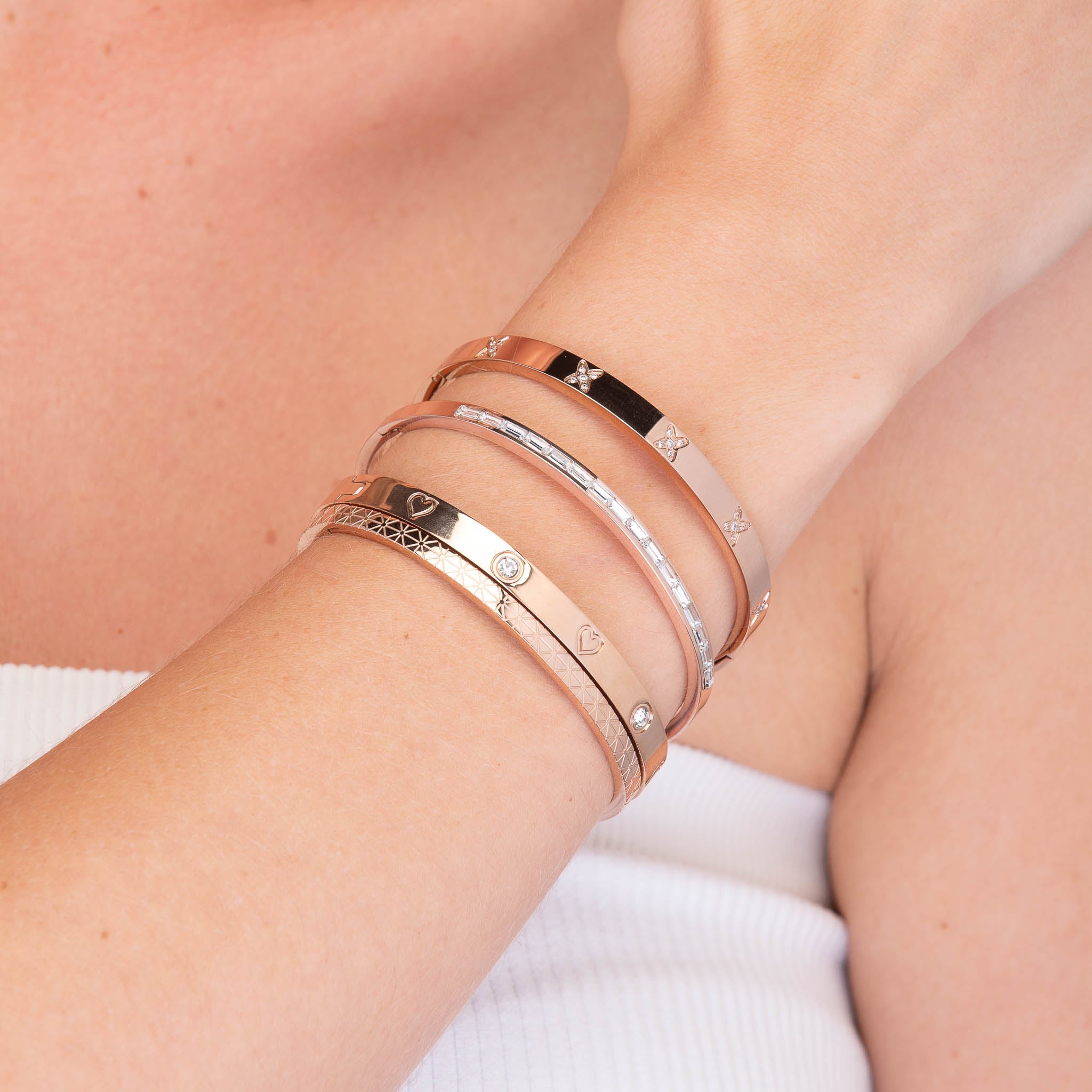 Cross Sapphire Hinged Bangle Bracelet - Camile & Stone