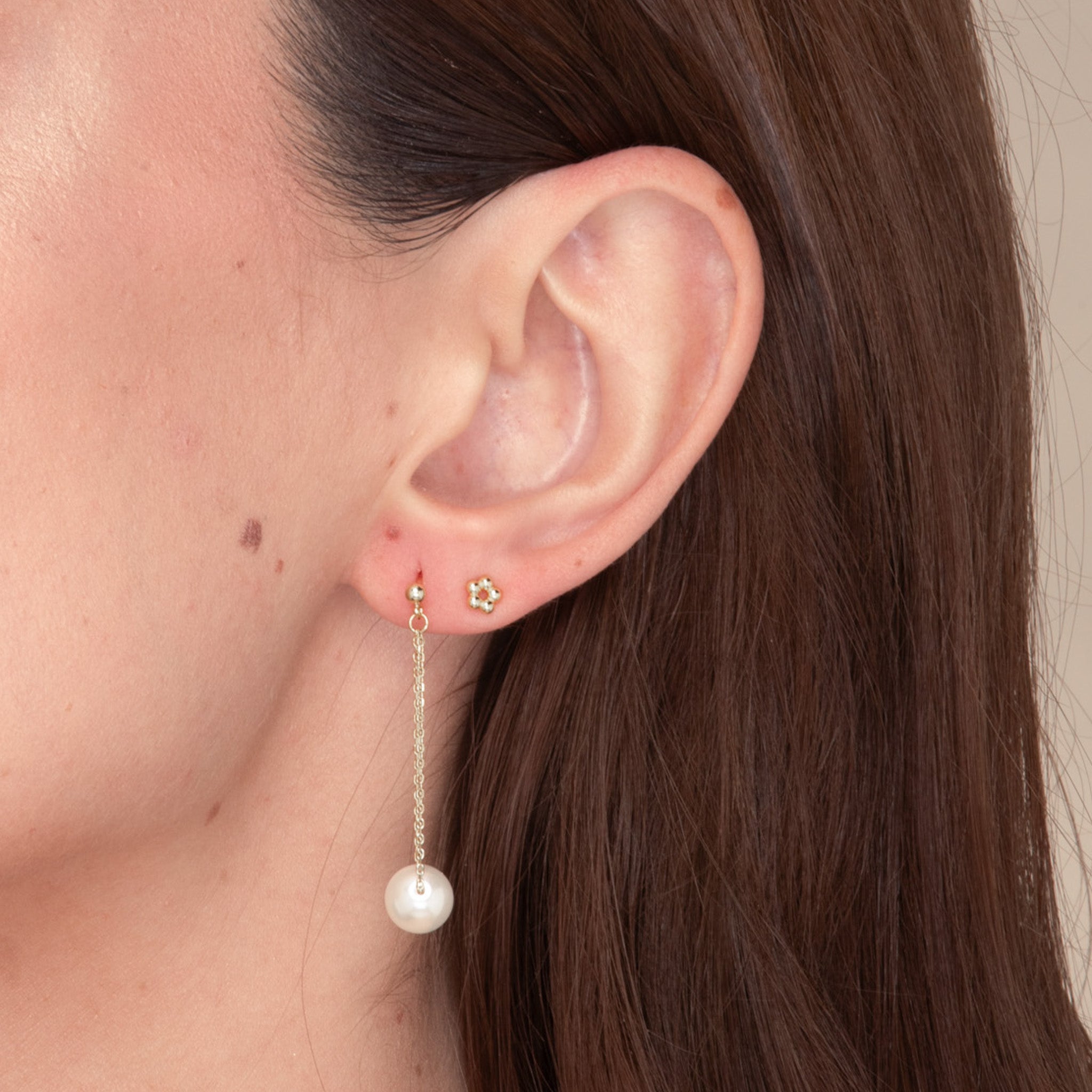 Pearl Drop Stud Earrings