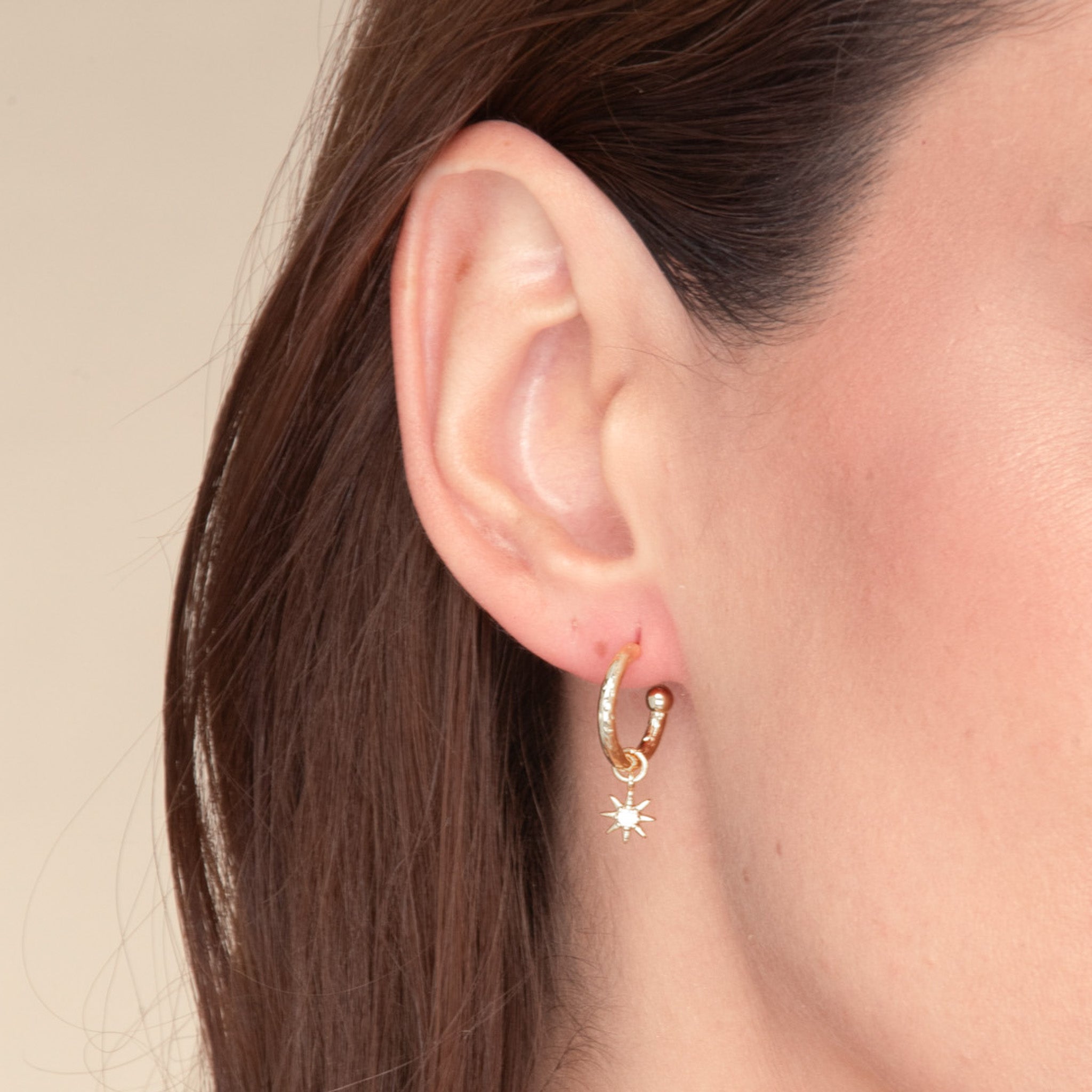 North Star Dangle Molten Huggie Earrings