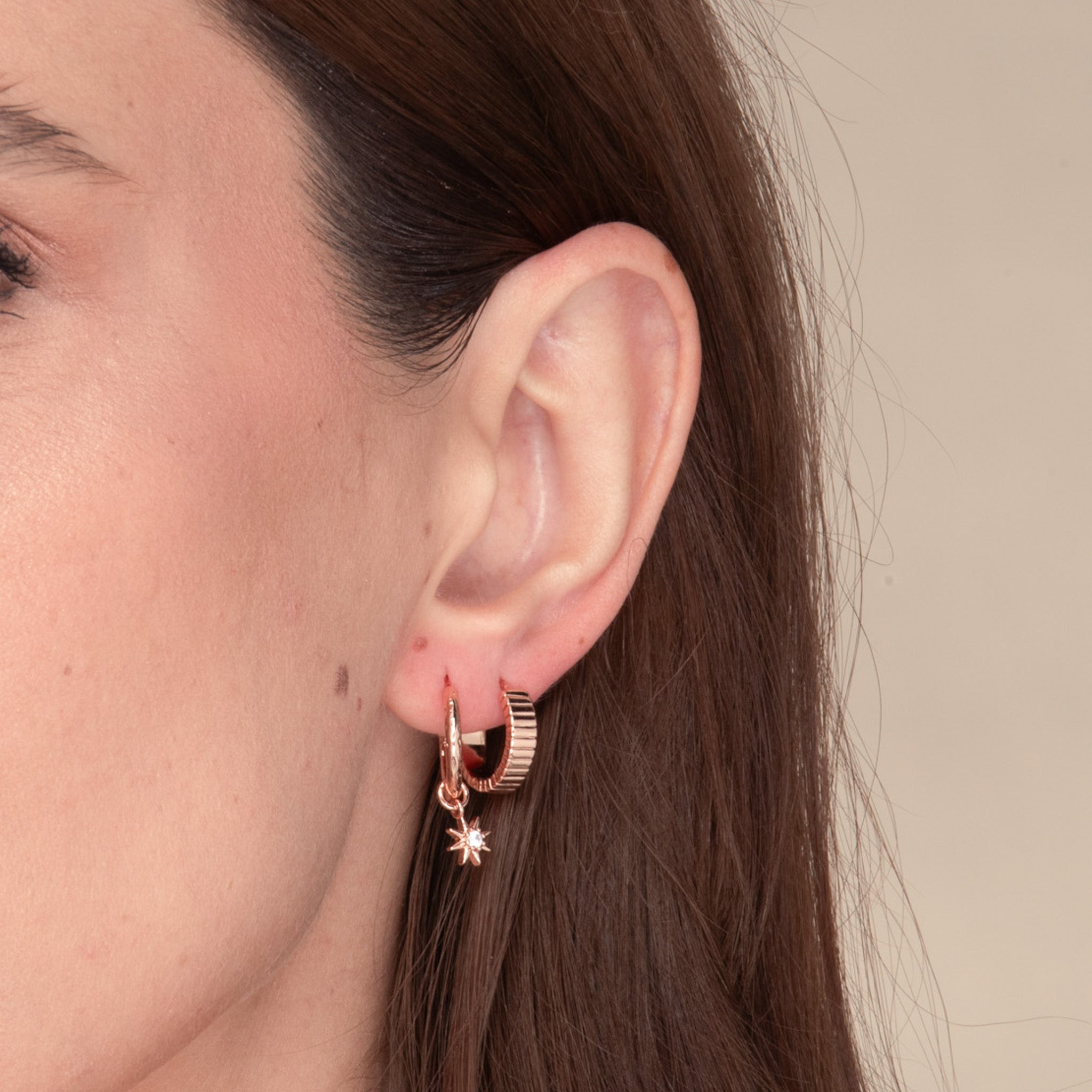 North Star Dangle Molten Huggie Earrings