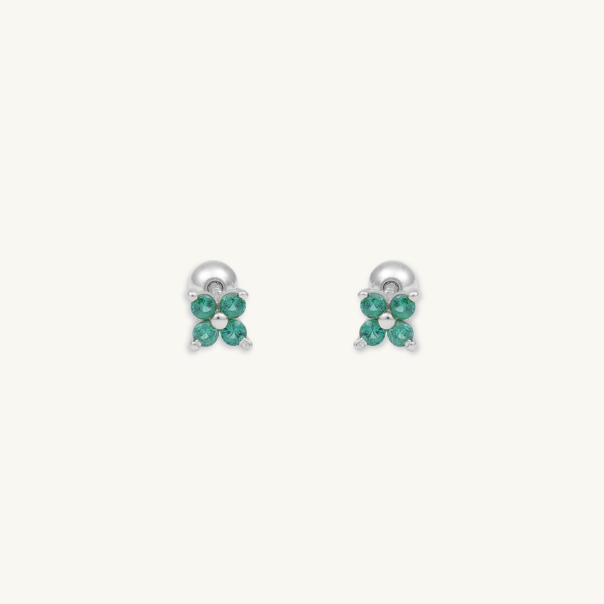 Emerald Clover Barbell Cartilage Earrings - Camile & Stone