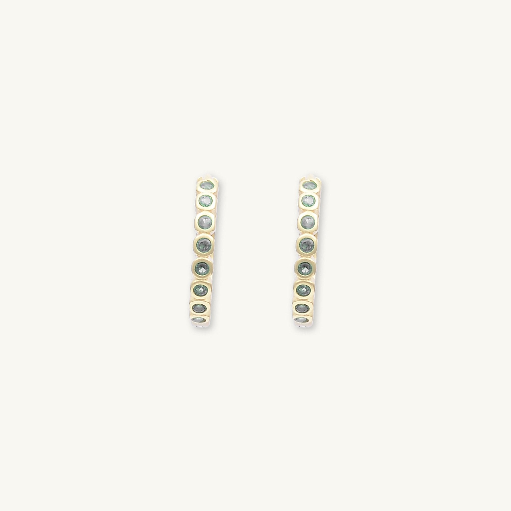 Emerald Round Sapphire Huggie Hoops - Camile & Stone