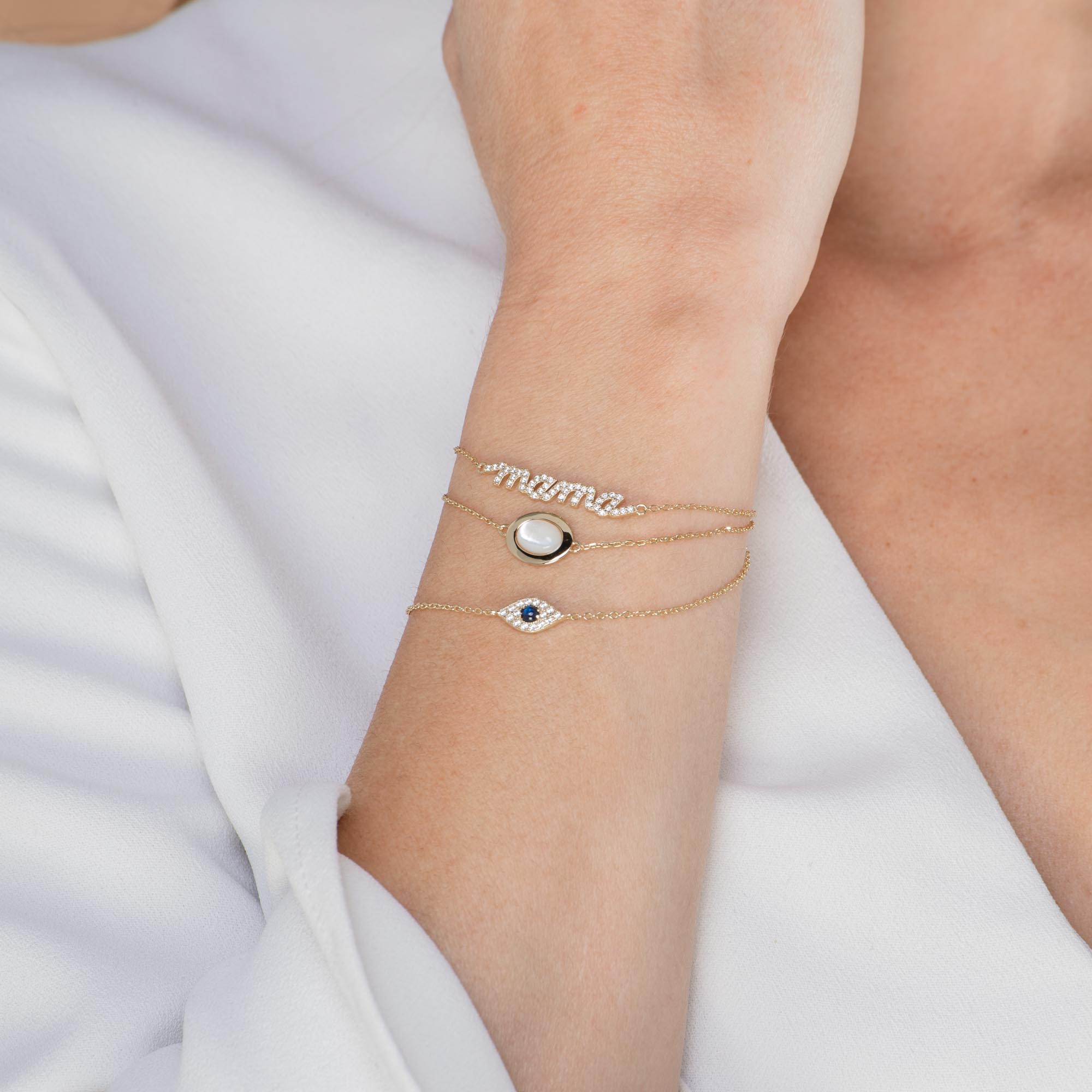 Evil Eye Pave Chain Bracelet - Camile & Stone