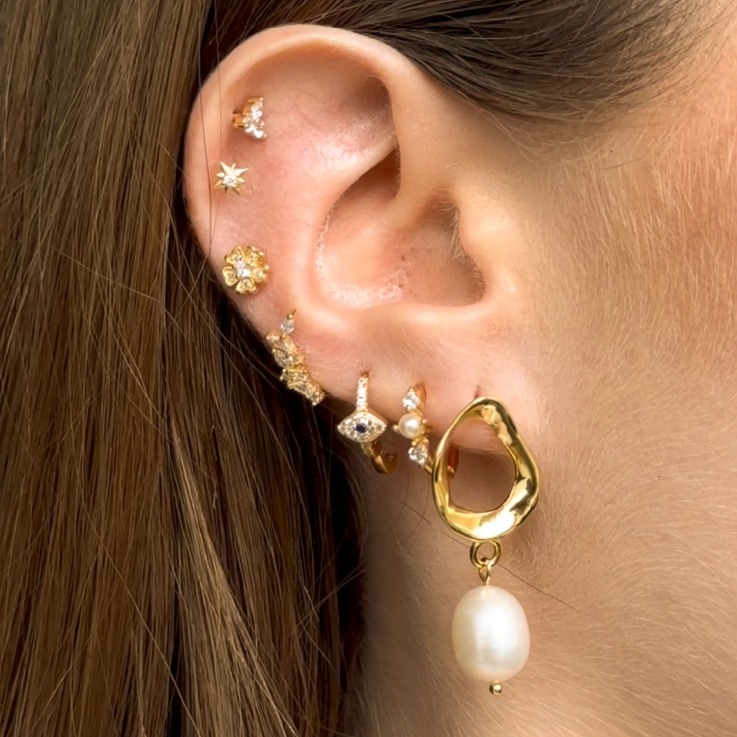 Evil Eye Sapphire Huggie Earrings - Camile & Stone
