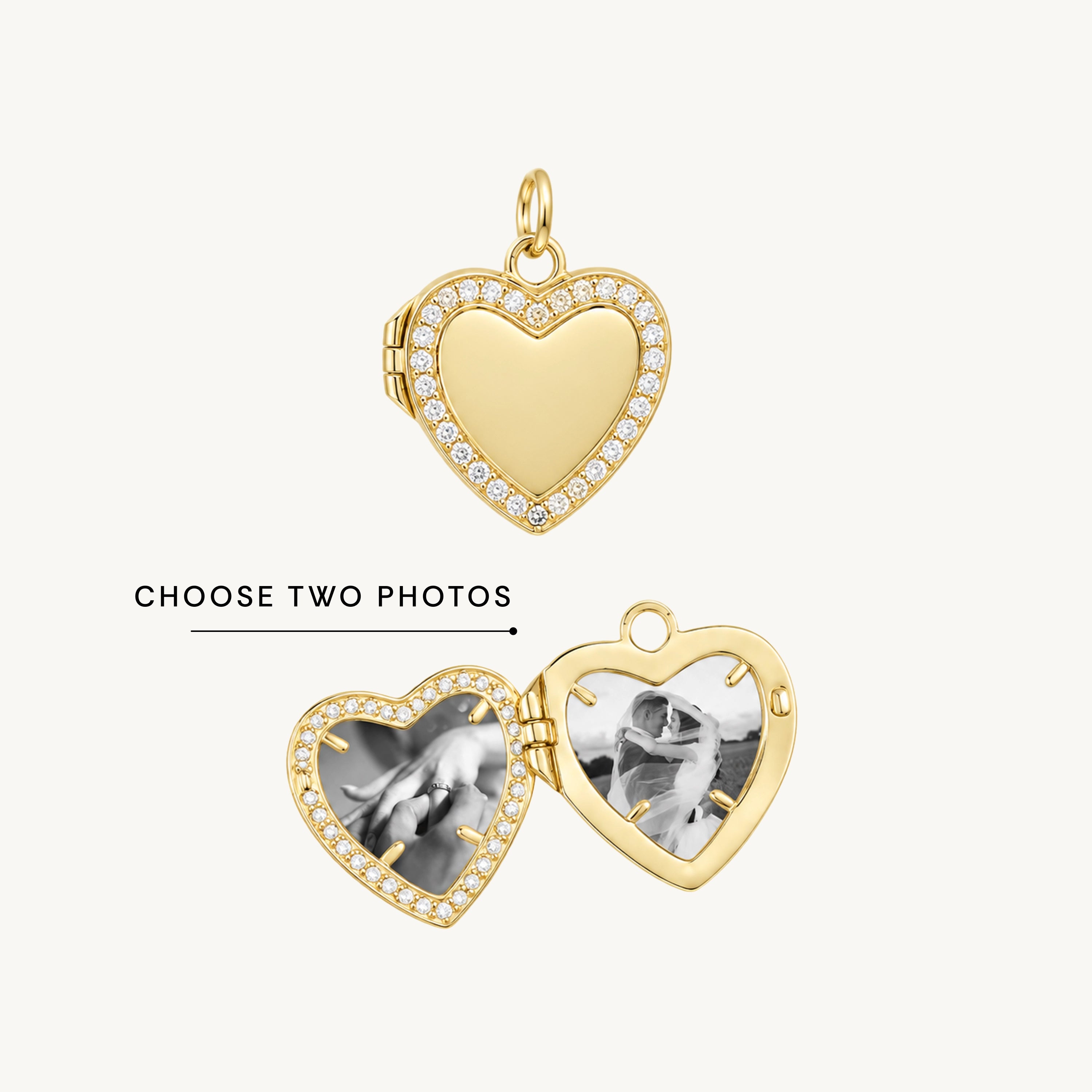 Heart Sapphire Photo Locket Pendant