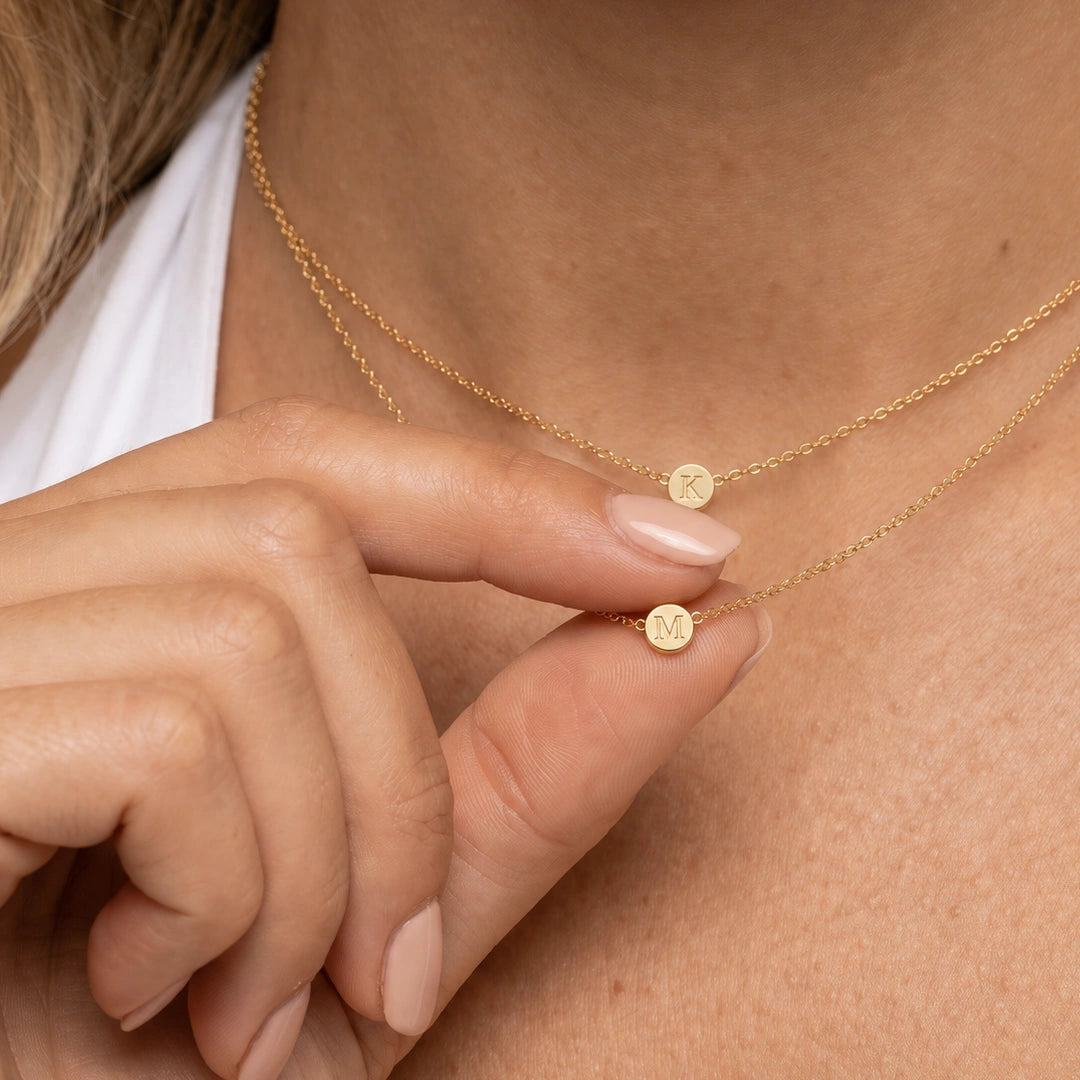 Initial Letter Dot Necklace