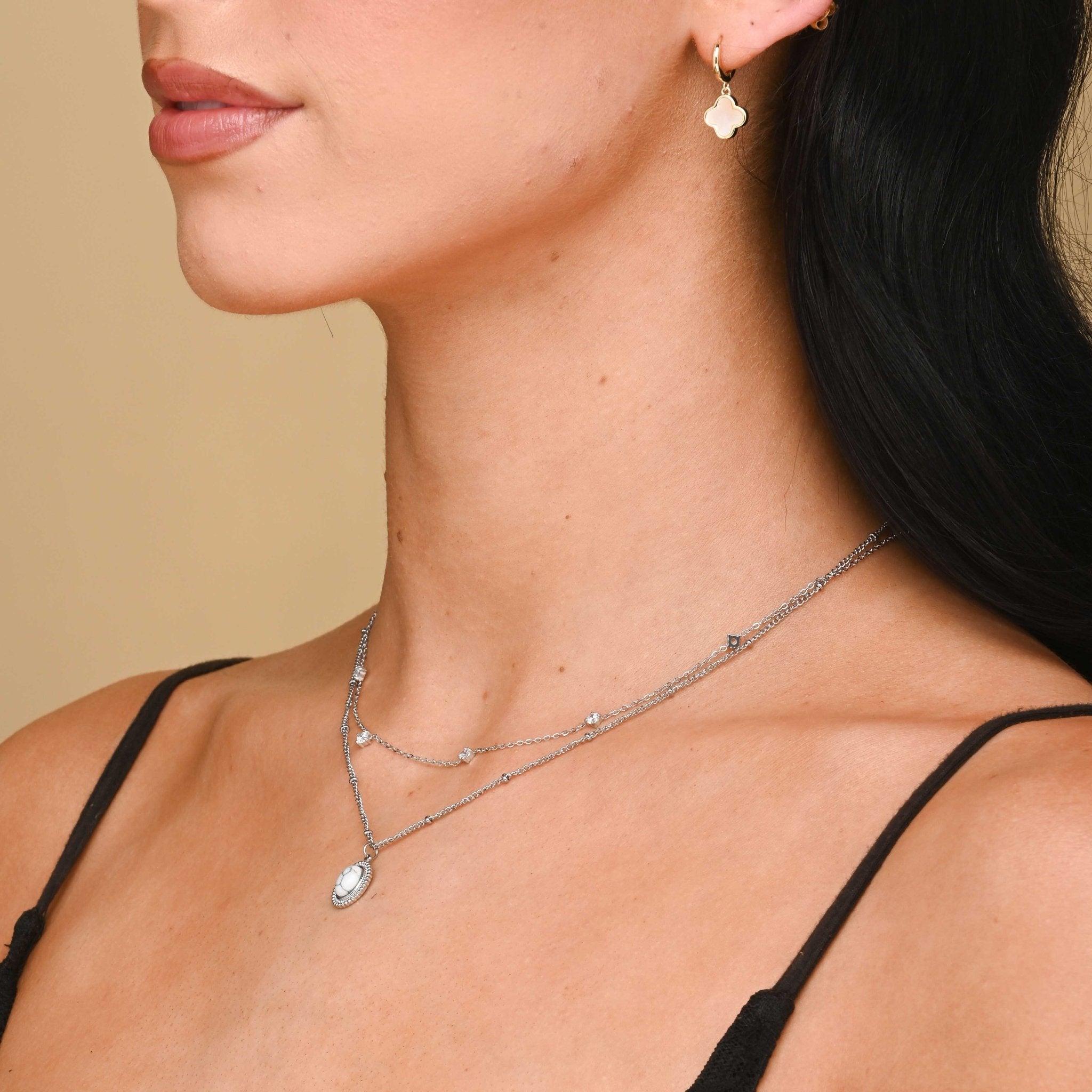 Marble Vintage Oval Satellite Necklace - Camile & Stone