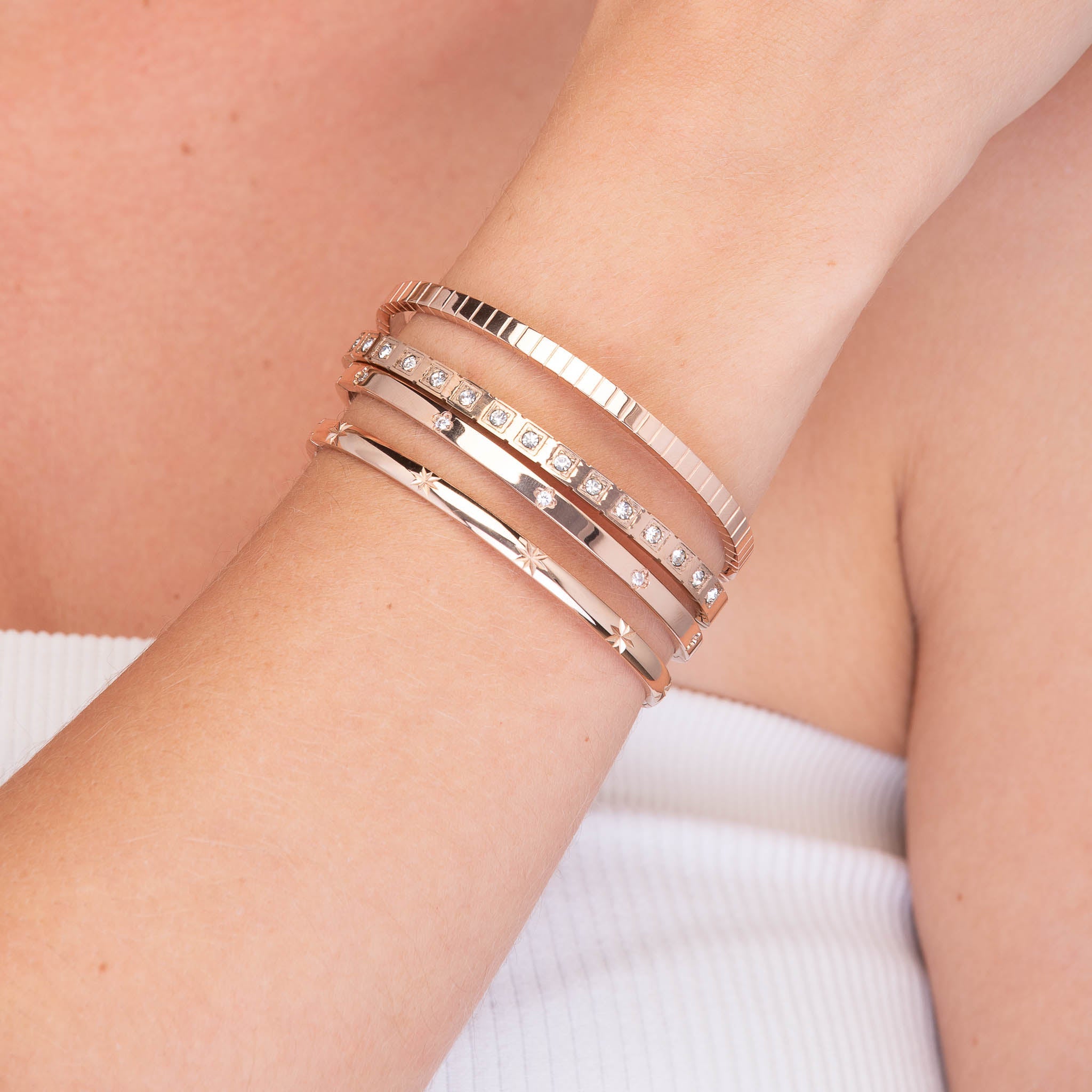 North Star Hinged Bangle Bracelet - Camile & Stone