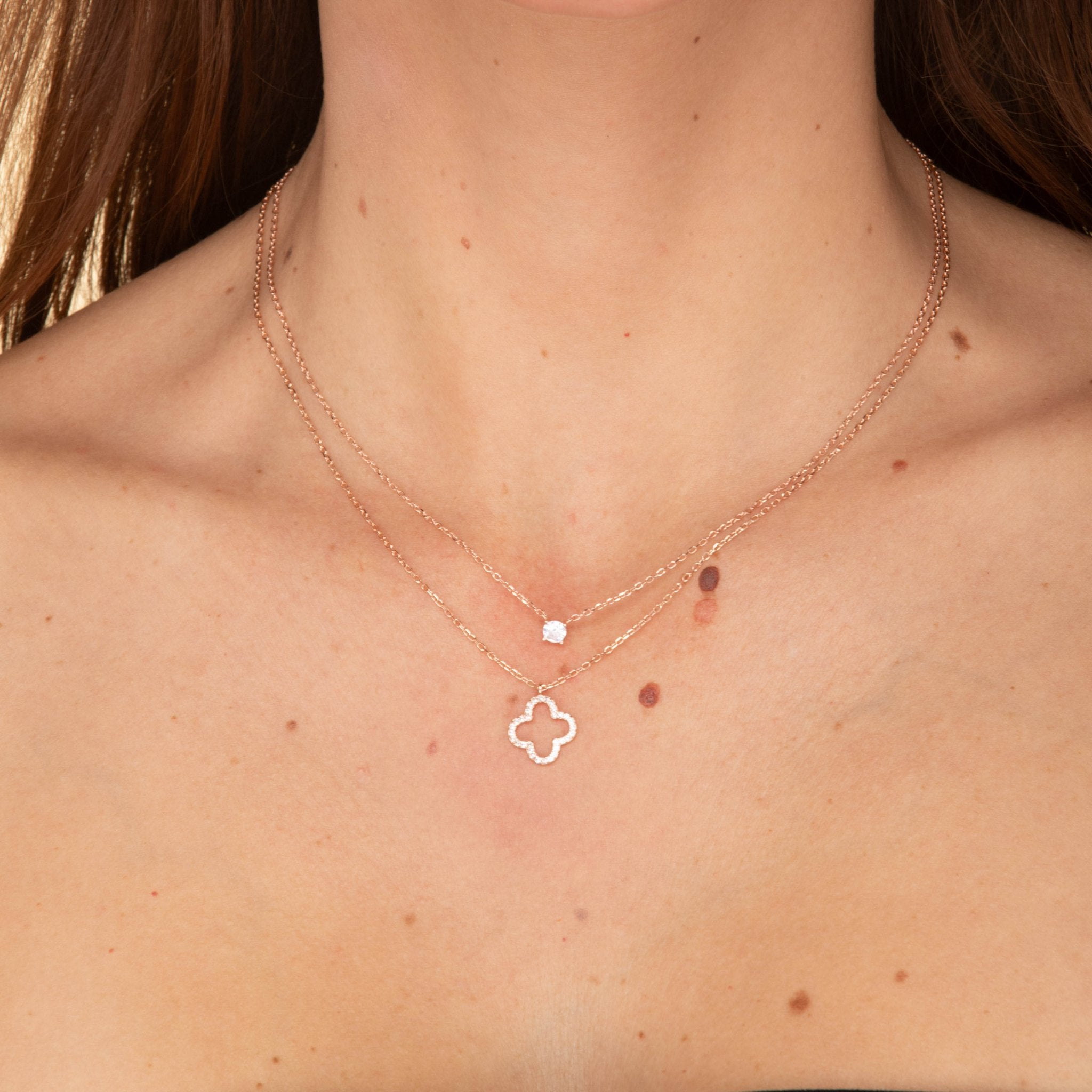 Open Clover Sapphire Chain Necklace - Camile & Stone