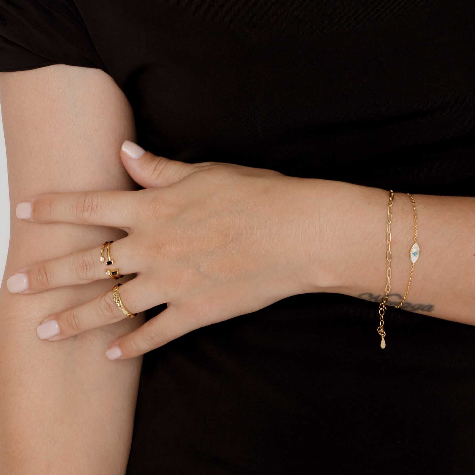 Rectangle Onyx Open Ring - Camile & Stone