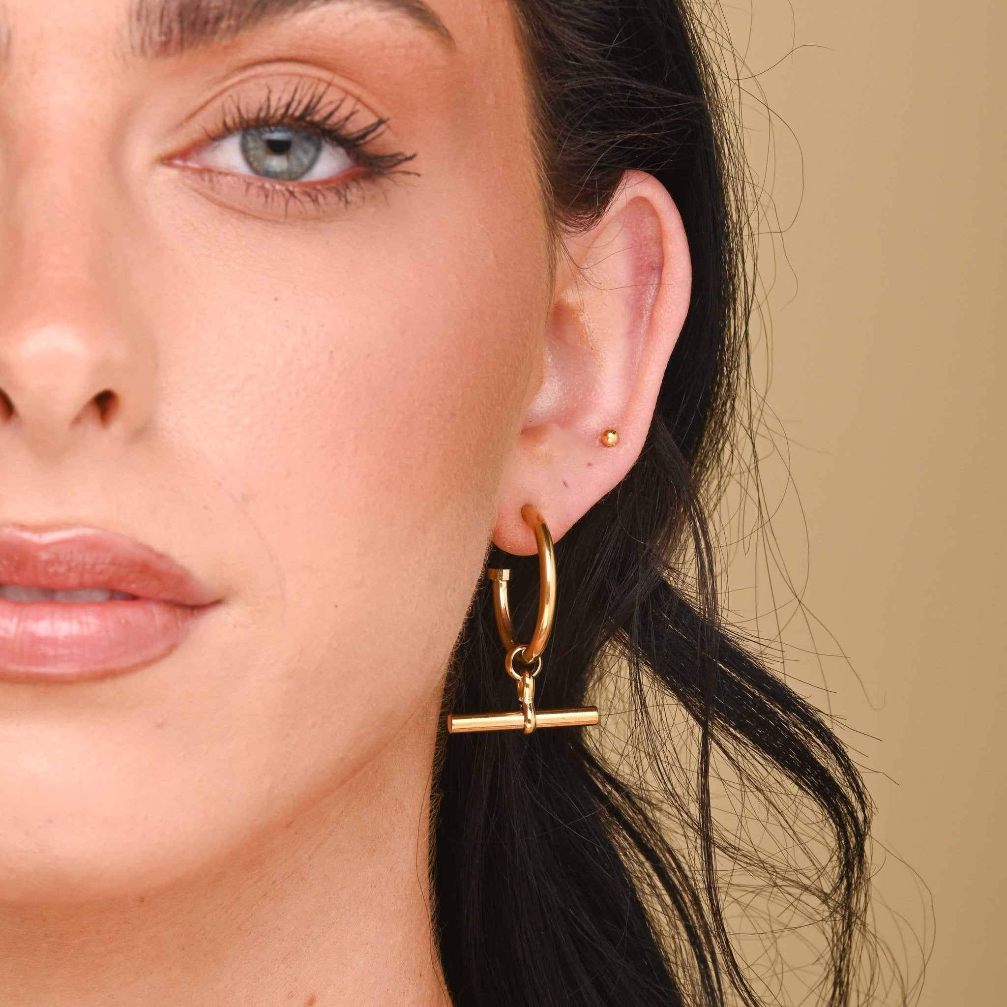 T Bar Hoop Earrings - Camile & Stone