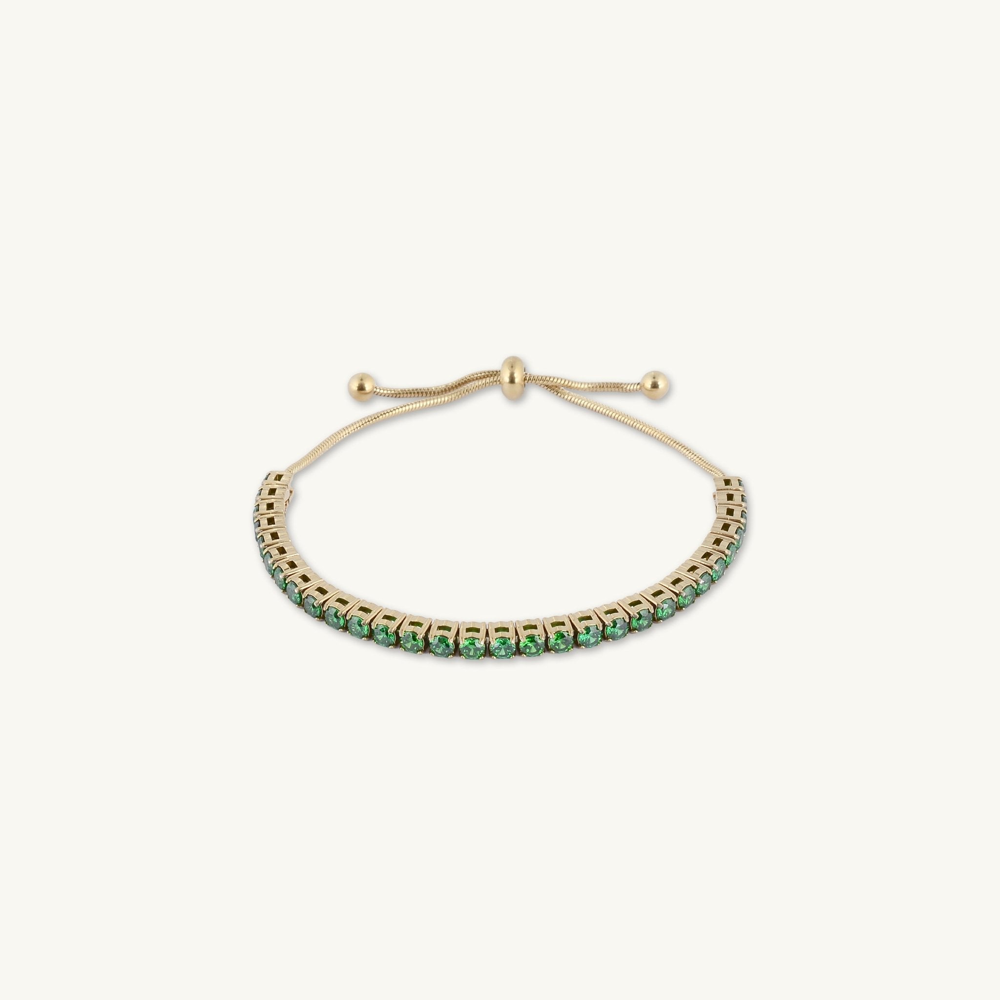 Tennis Emerald Drawstring Adjustable Bracelet - Camile & Stone