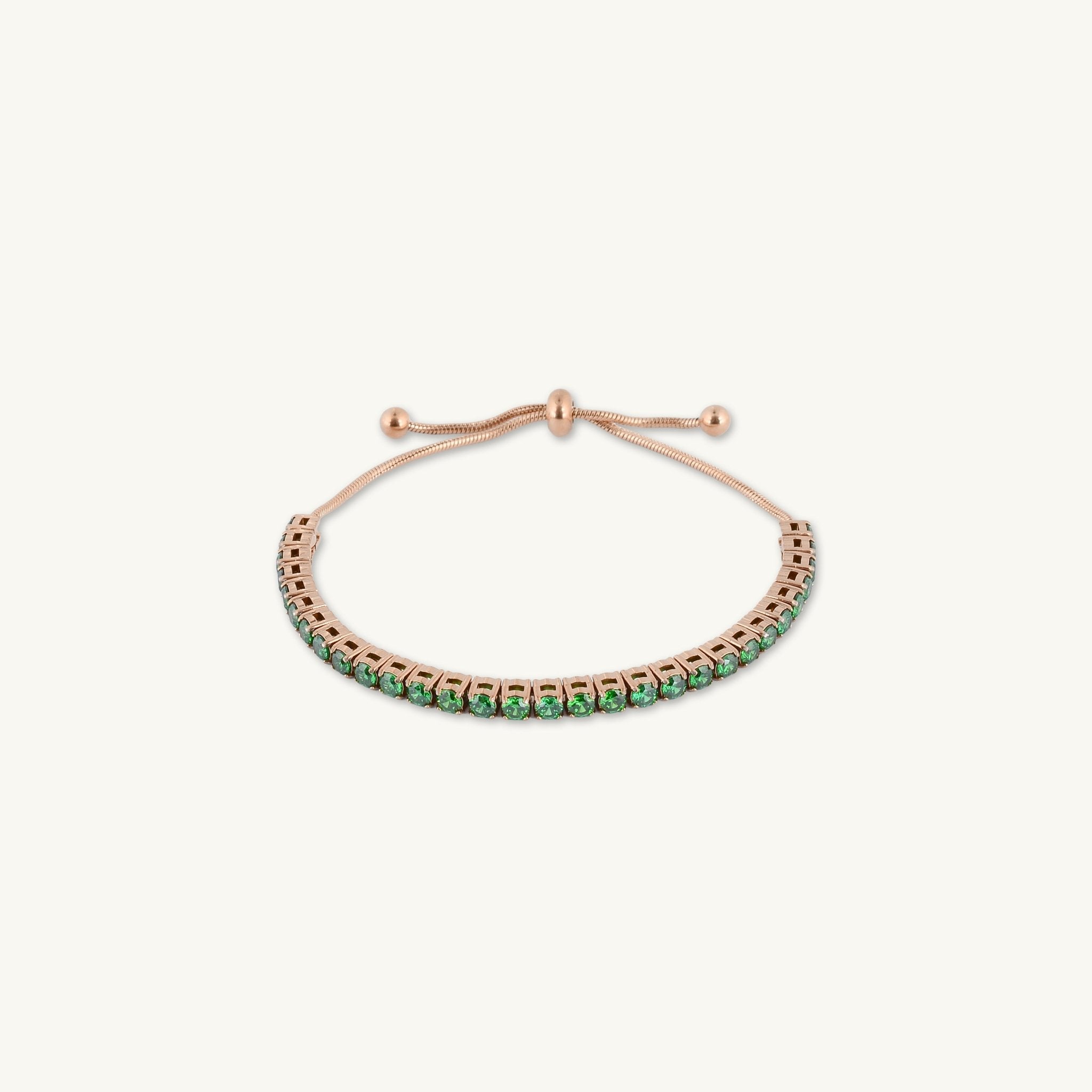 Tennis Emerald Drawstring Adjustable Bracelet - Camile & Stone
