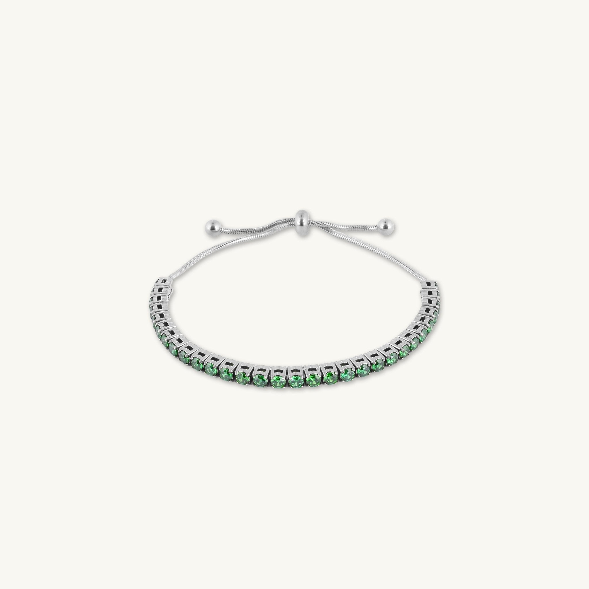 Tennis Emerald Drawstring Adjustable Bracelet - Camile & Stone