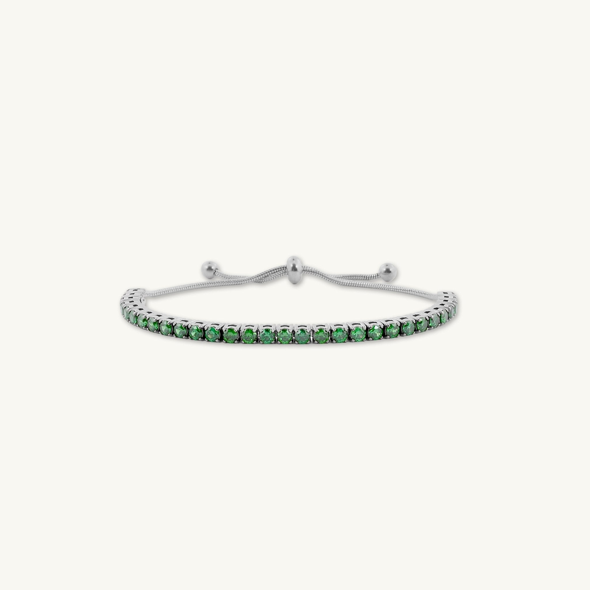 Tennis Emerald Drawstring Adjustable Bracelet - Camile & Stone