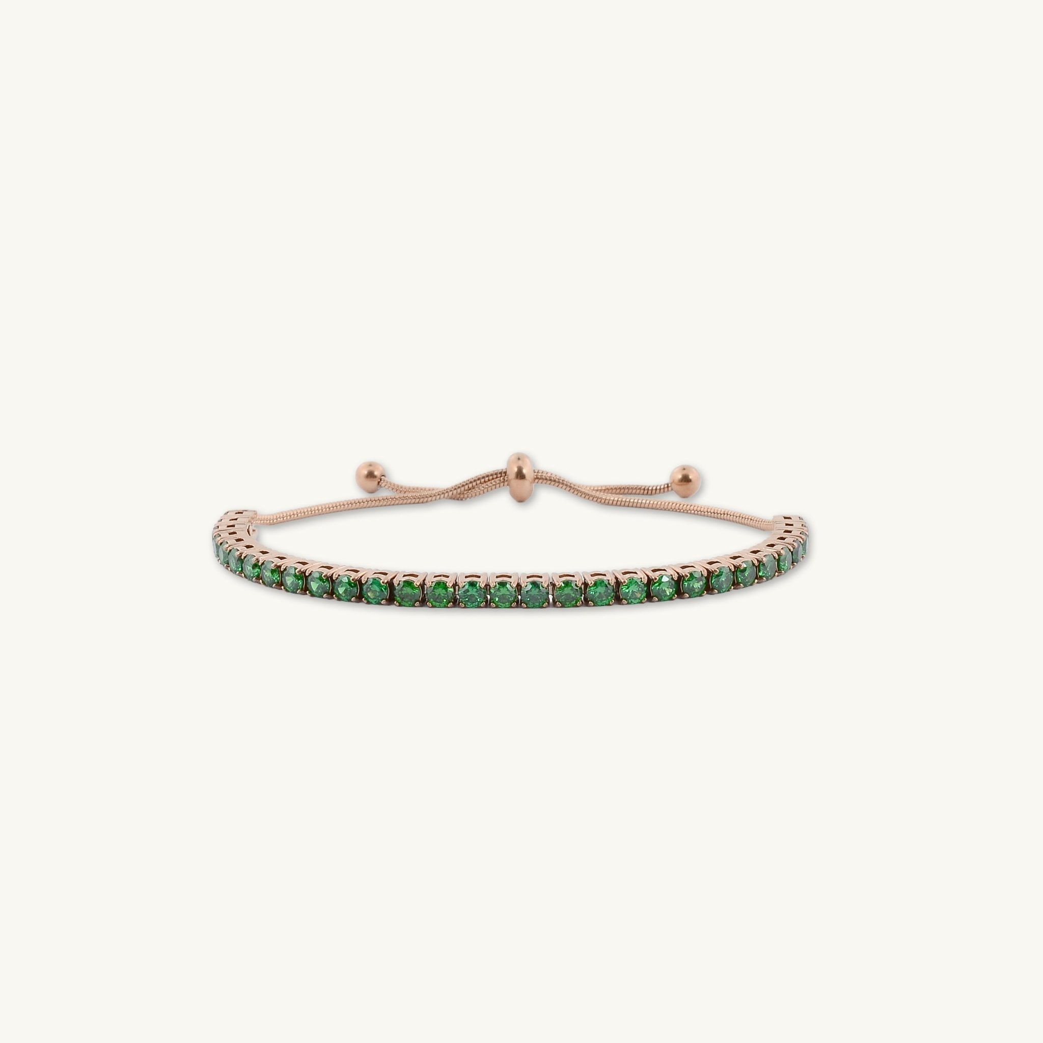 Tennis Emerald Drawstring Adjustable Bracelet - Camile & Stone