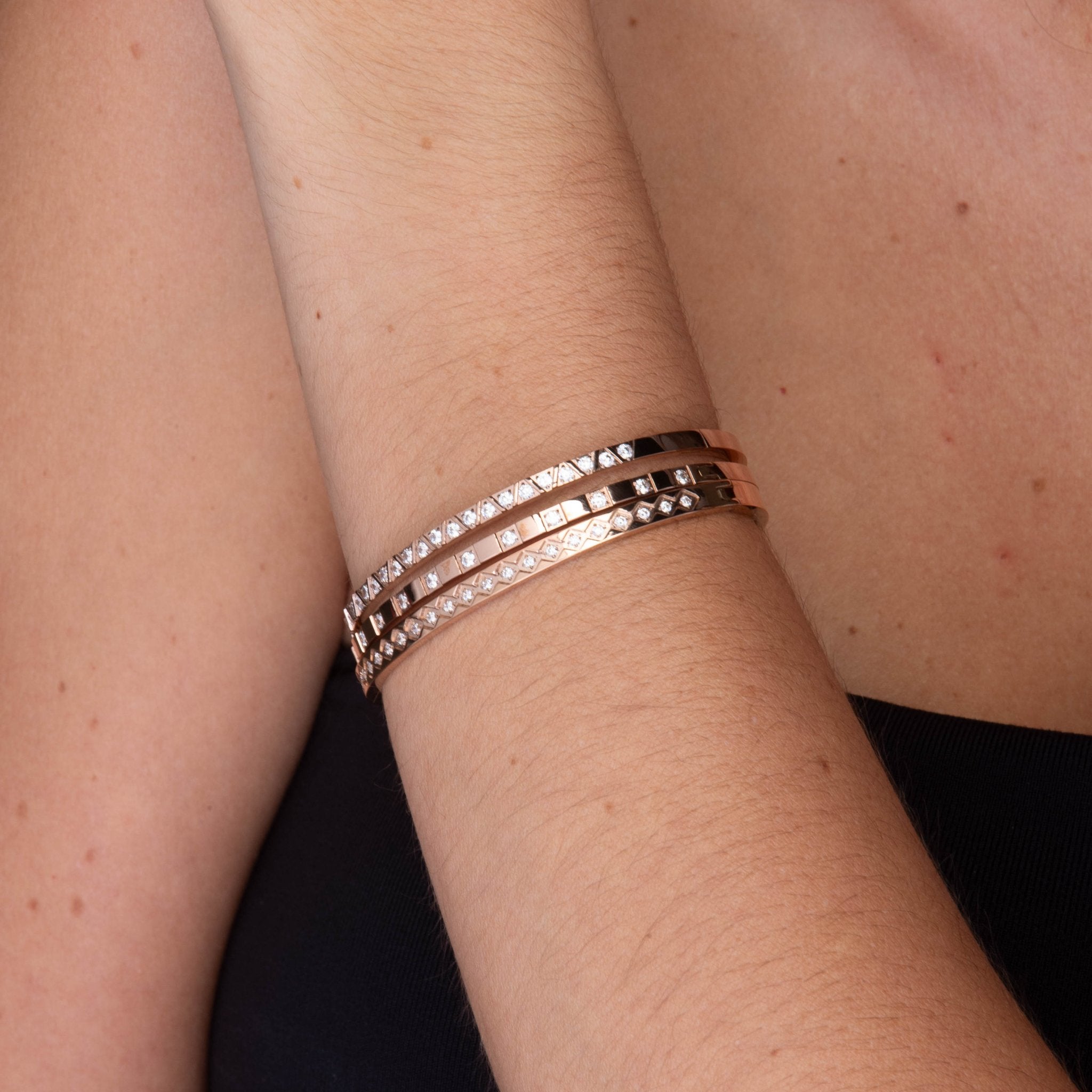 Triangle Sapphire Hinged Bangle Bracelet - Camile & Stone