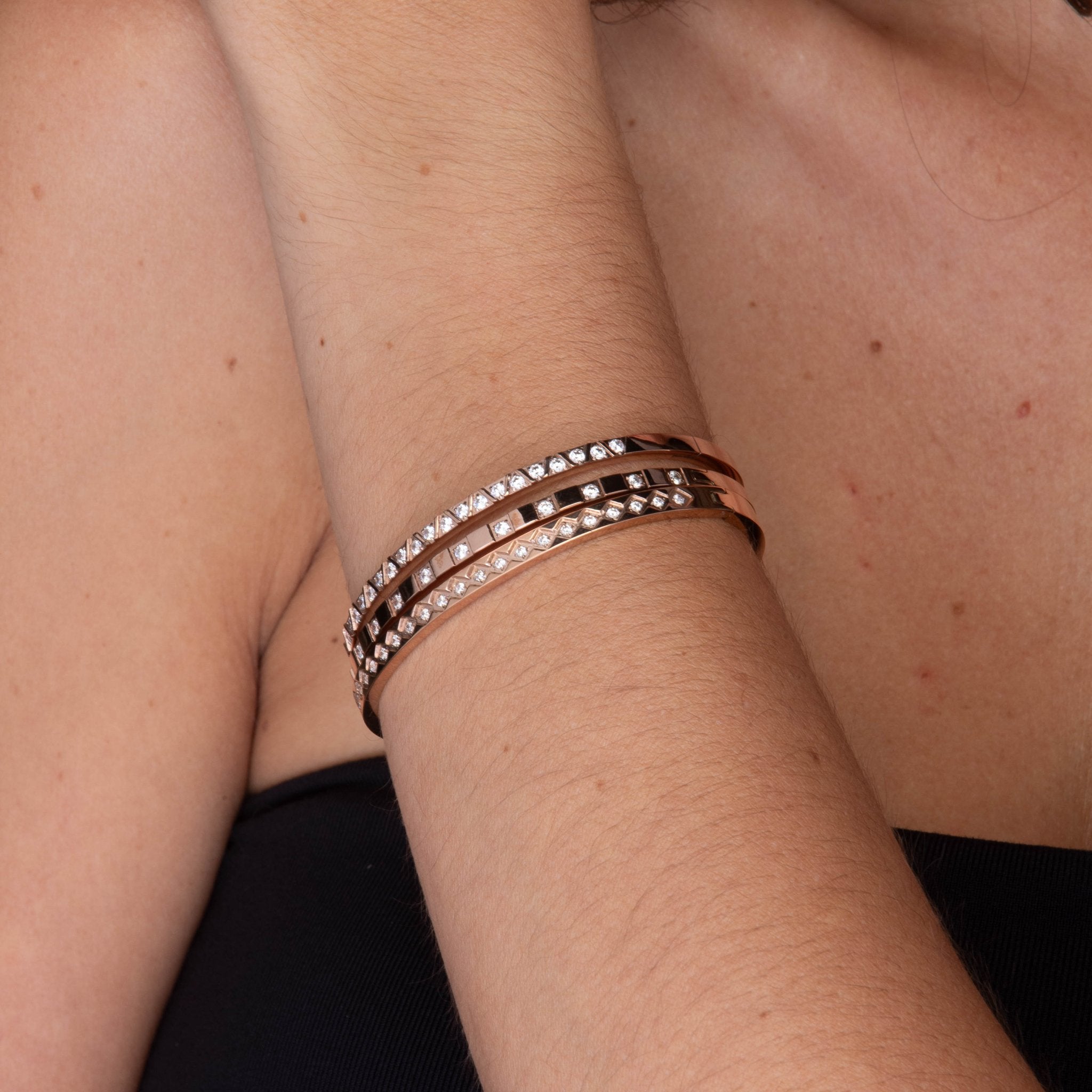 Triangle Sapphire Hinged Bangle Bracelet - Camile & Stone