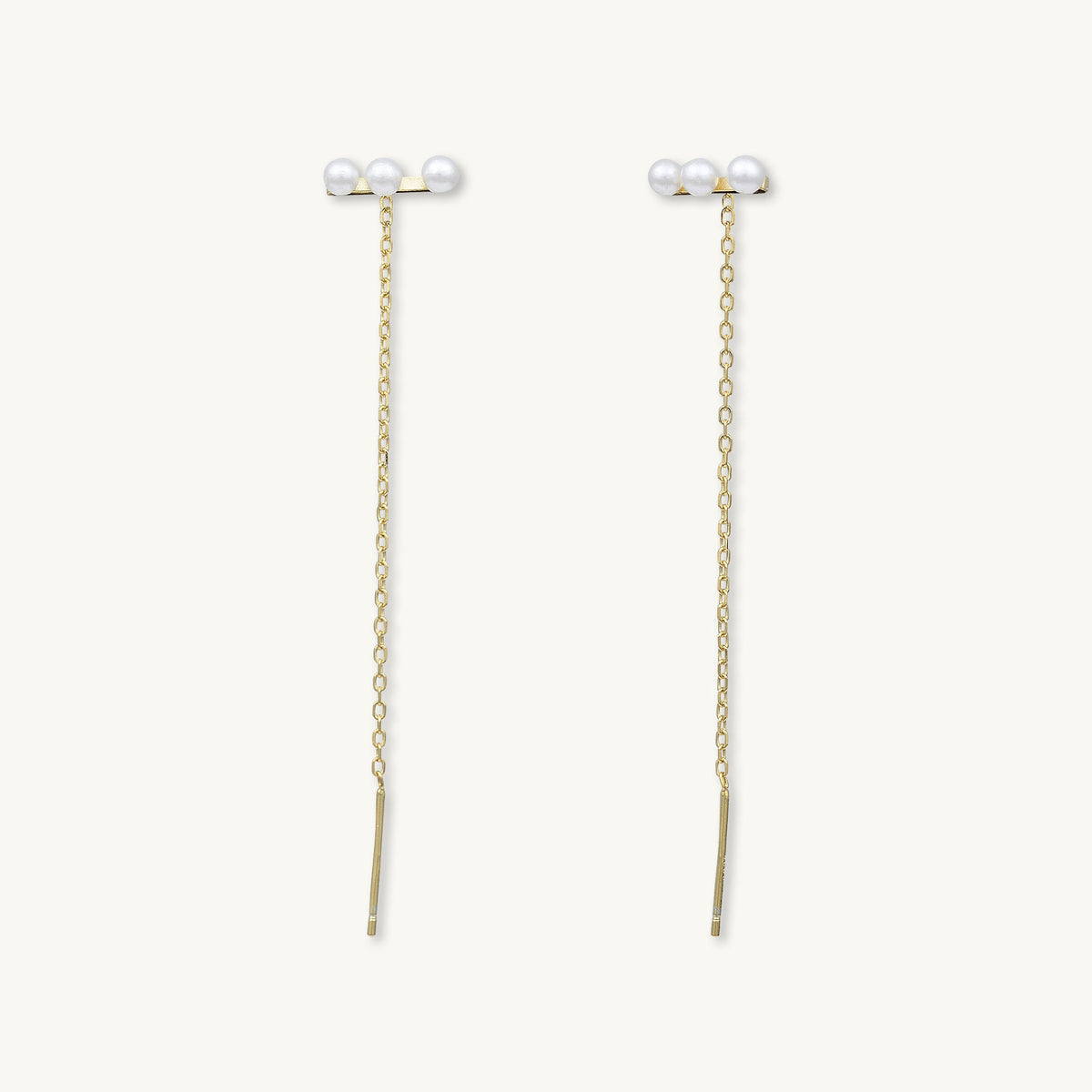 Trio Mouse Thread Trio Pearl Bar Threader Earrings