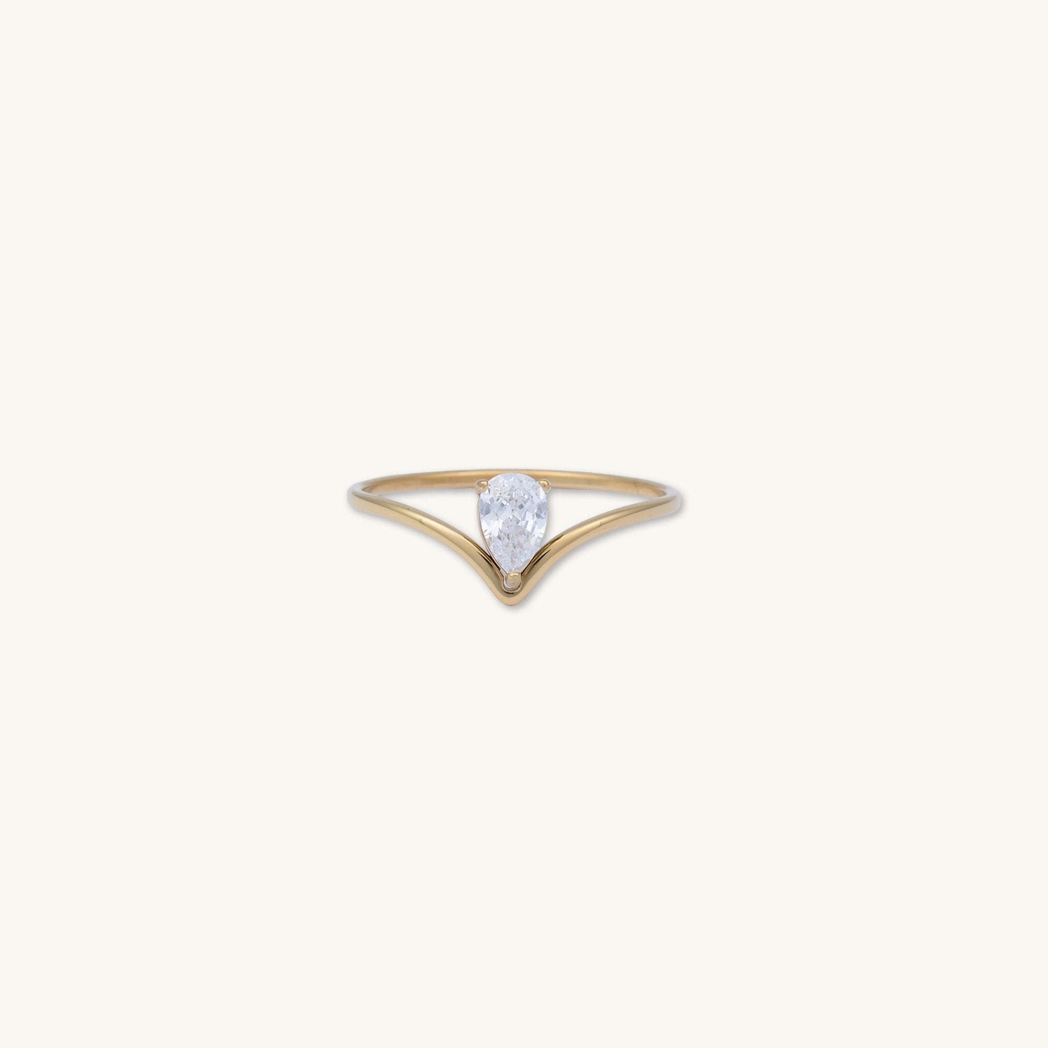 V Band Teardrop Sapphire Ring - Camile & Stone