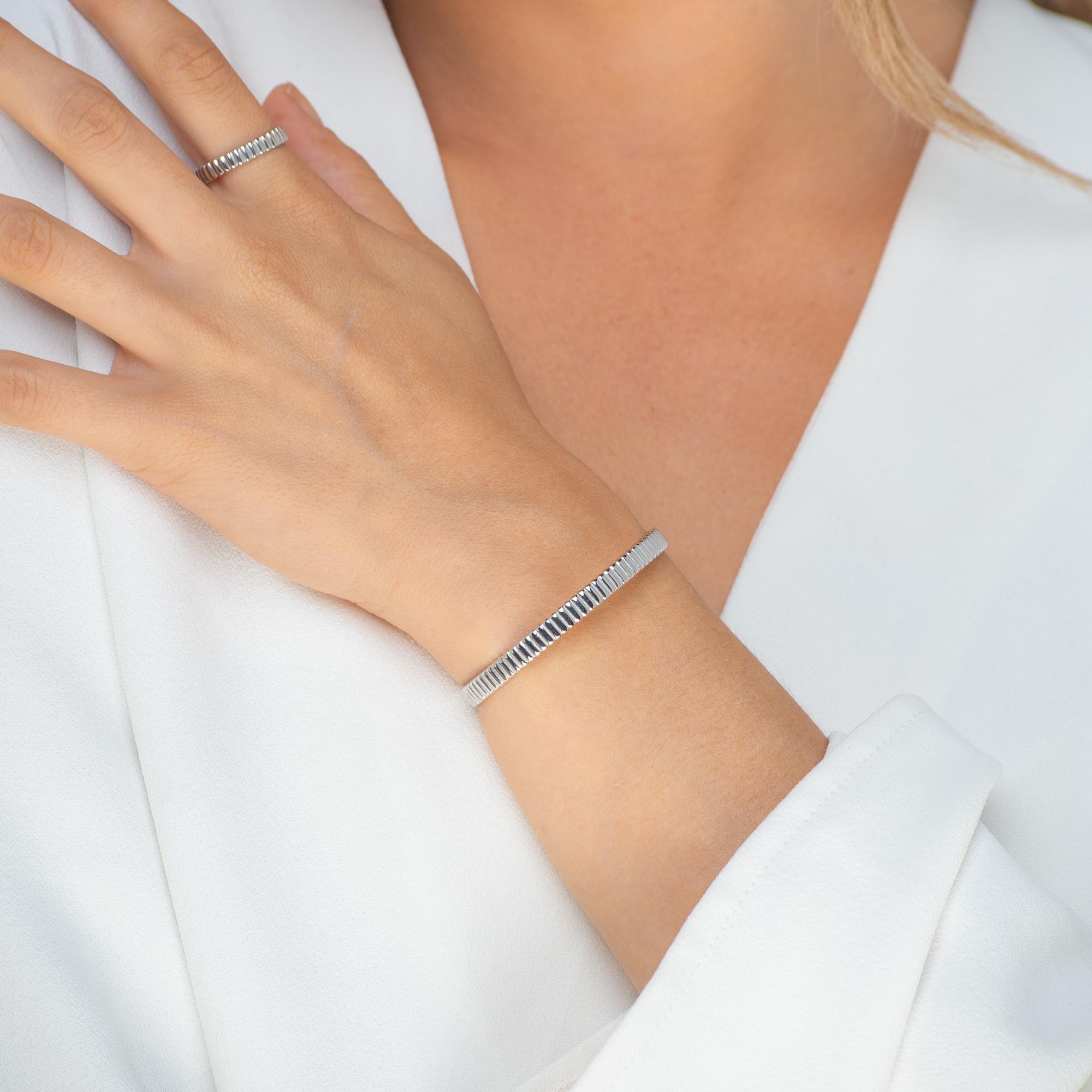 Ridges Cuff Bangle Bracelet