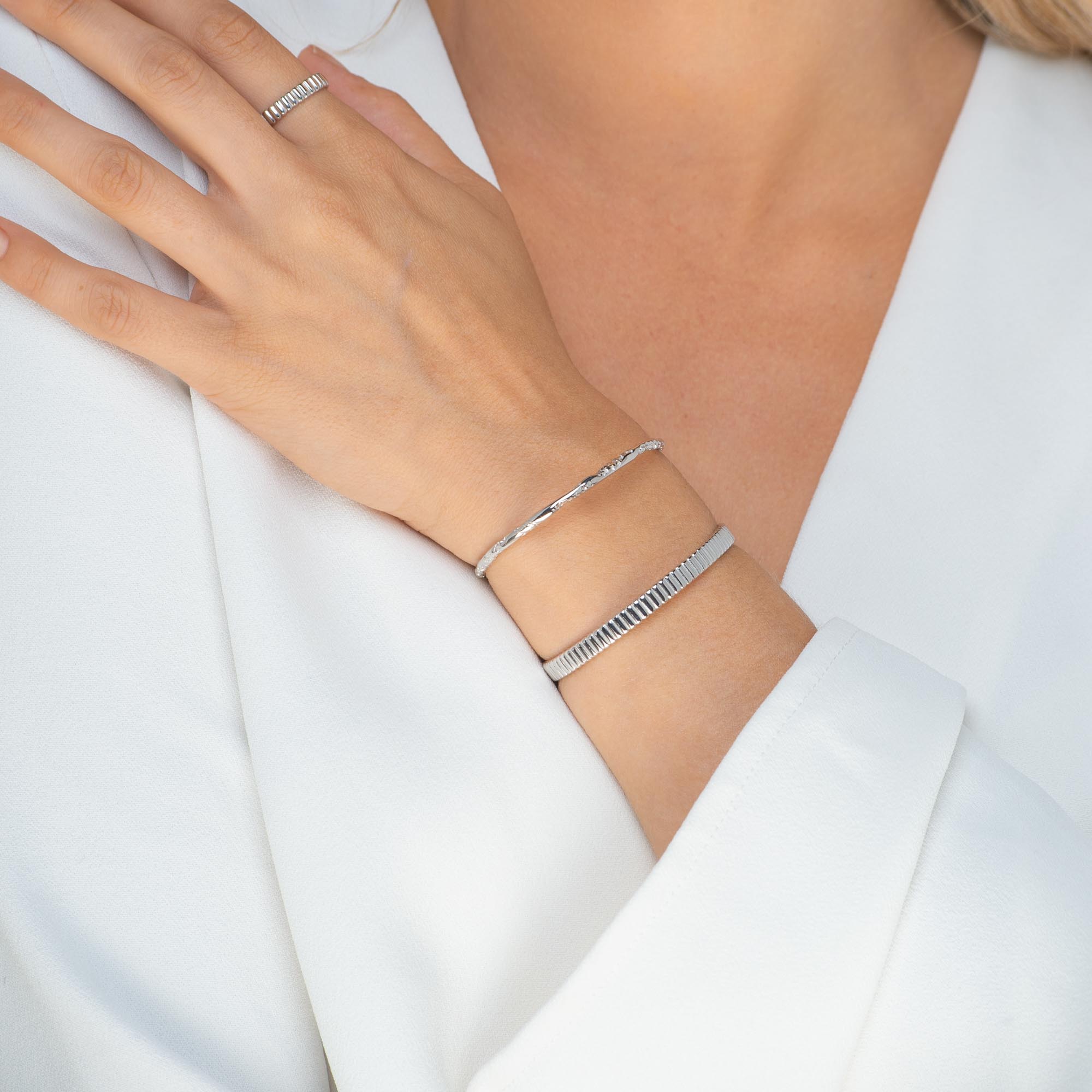 Ridges Cuff Bangle Bracelet