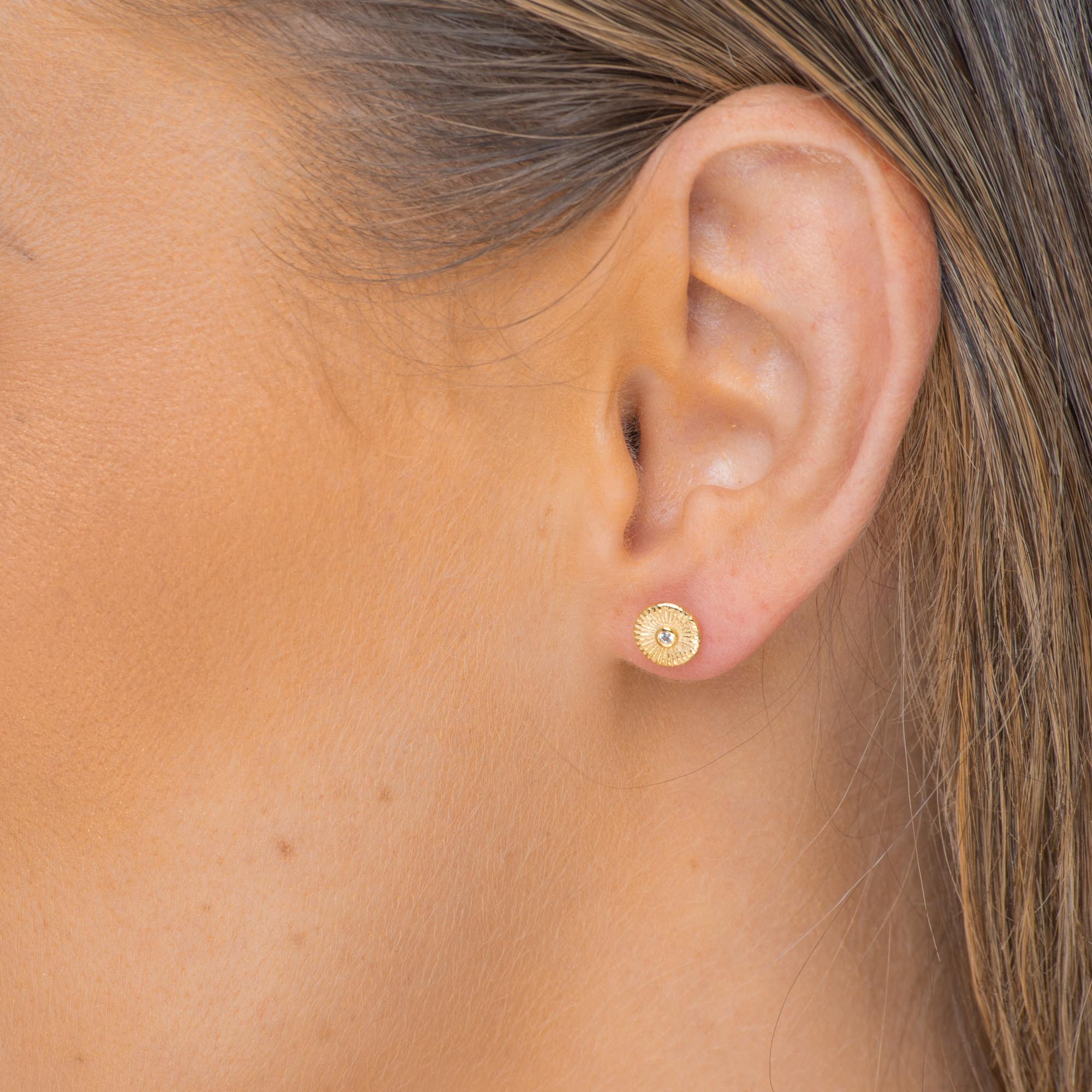 Sunbeam Sapphire Disc Stud Earrings