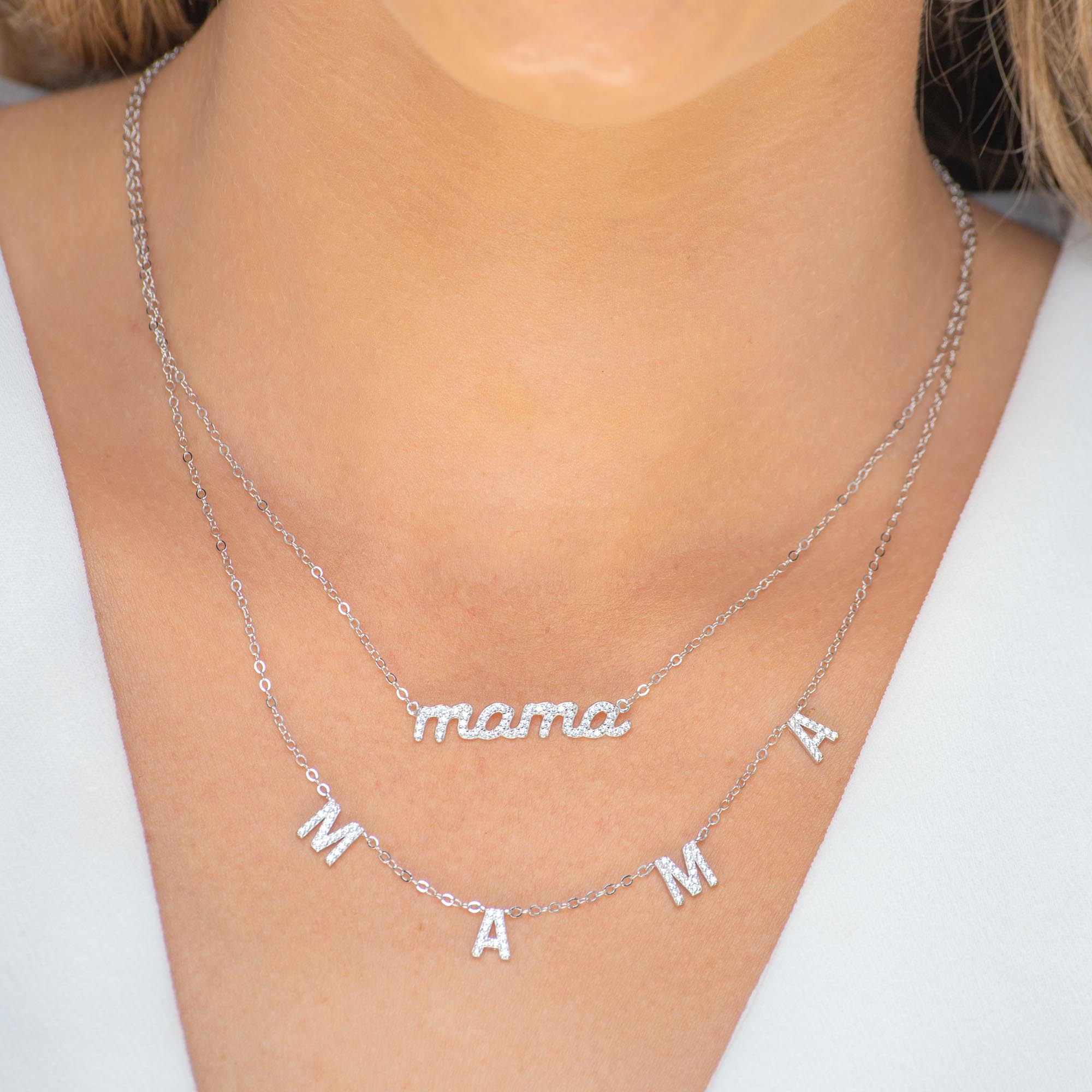 MAMA Sapphire Nameplate Necklace