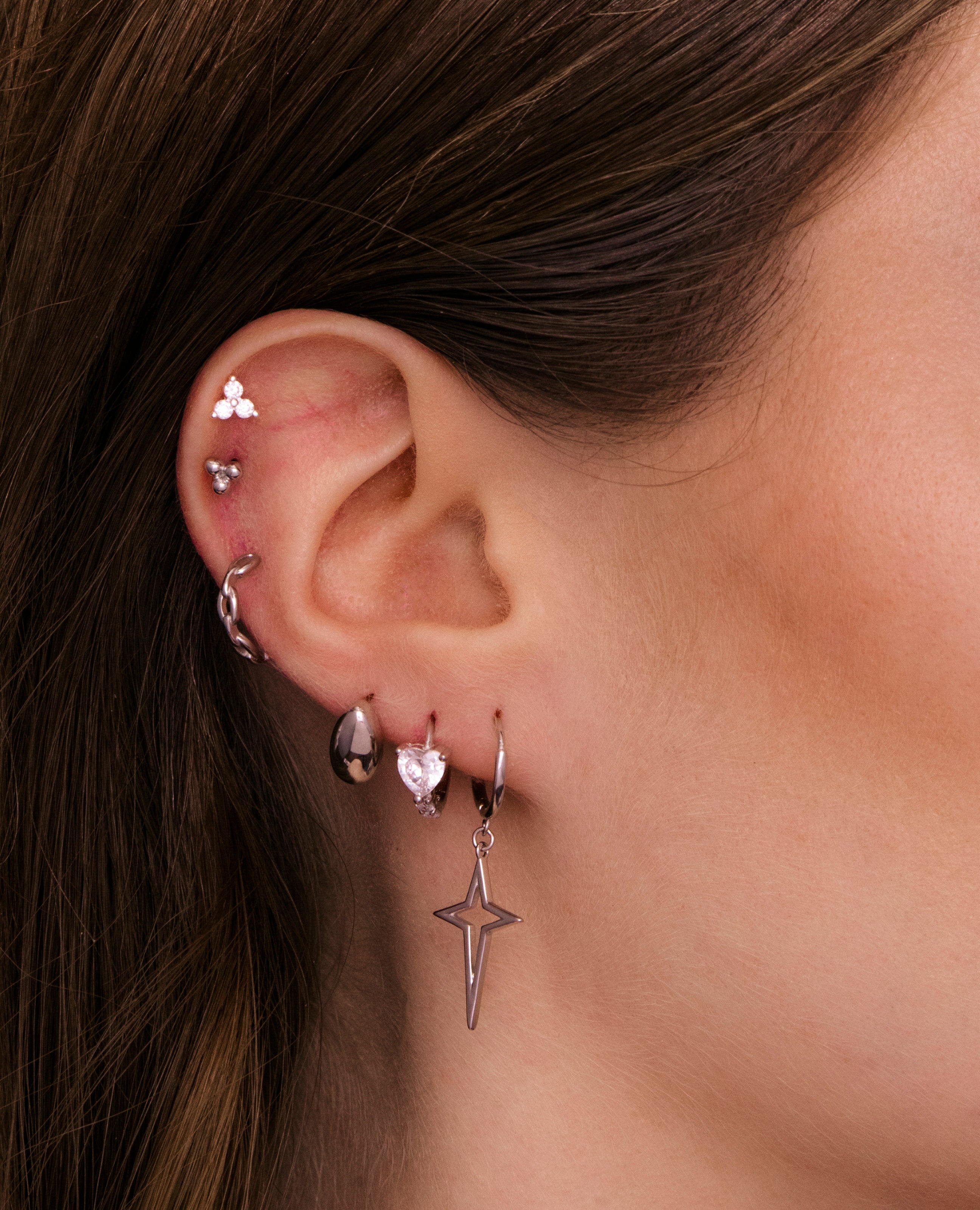 Cross Drop Hoop Earrings