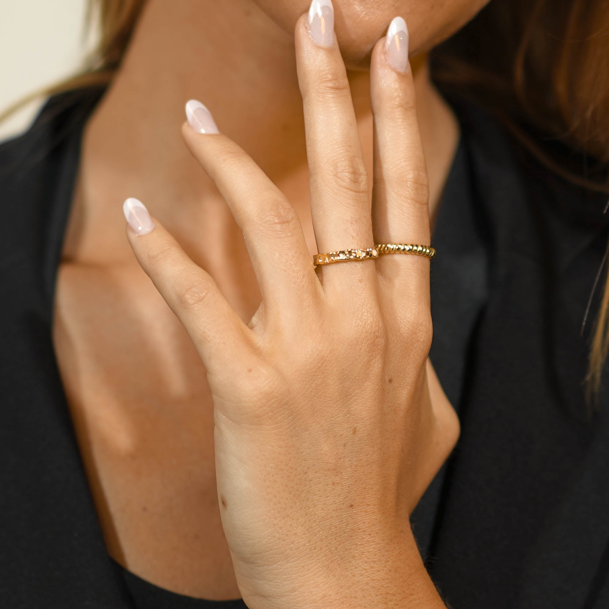 Molten Gemstone Opal Open Ring