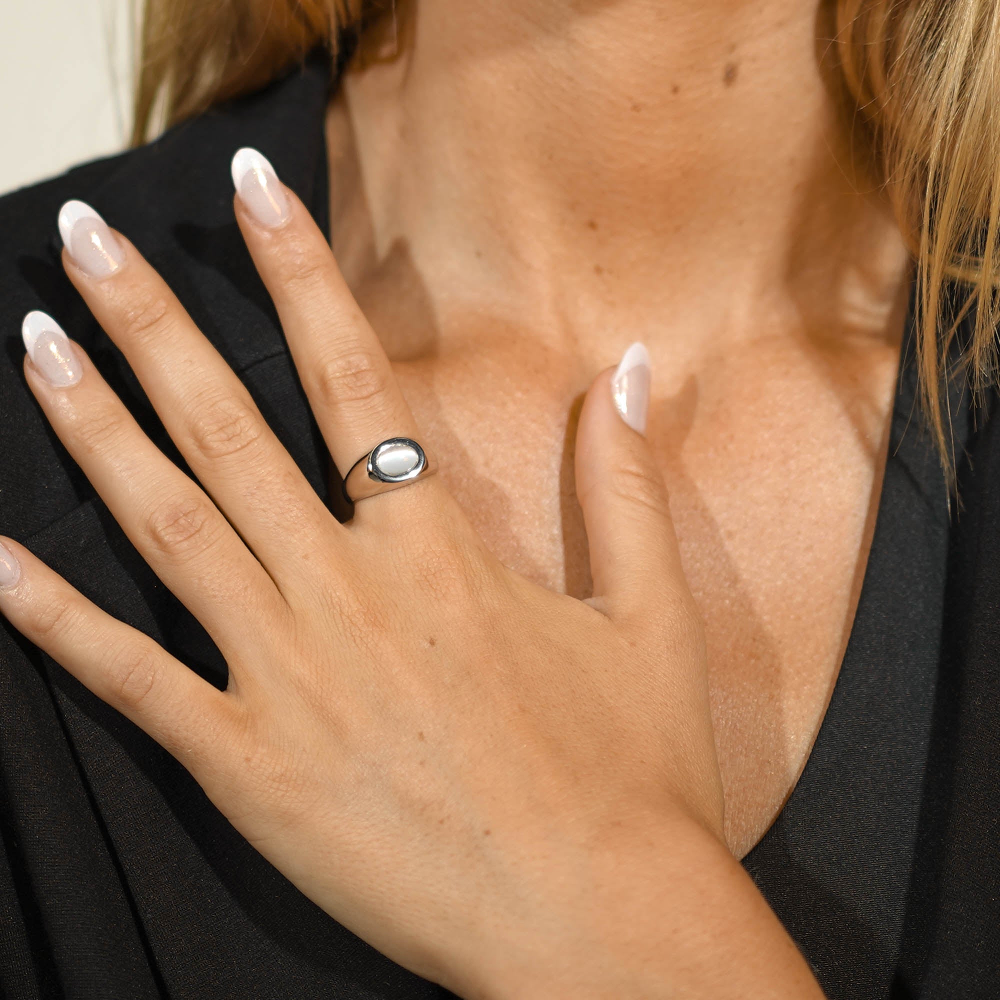 Moonstone Signet Dome Open Ring