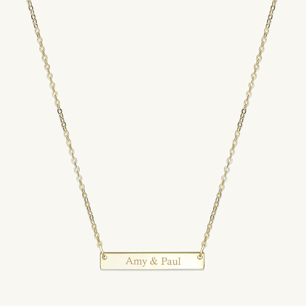 Two Name Engraved Bar Necklace