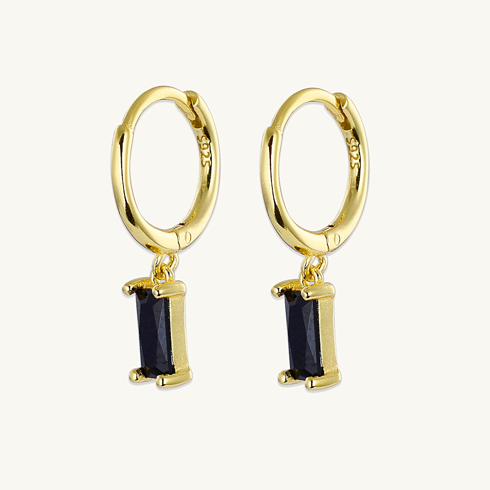 Black Baguette Hoop Earrings