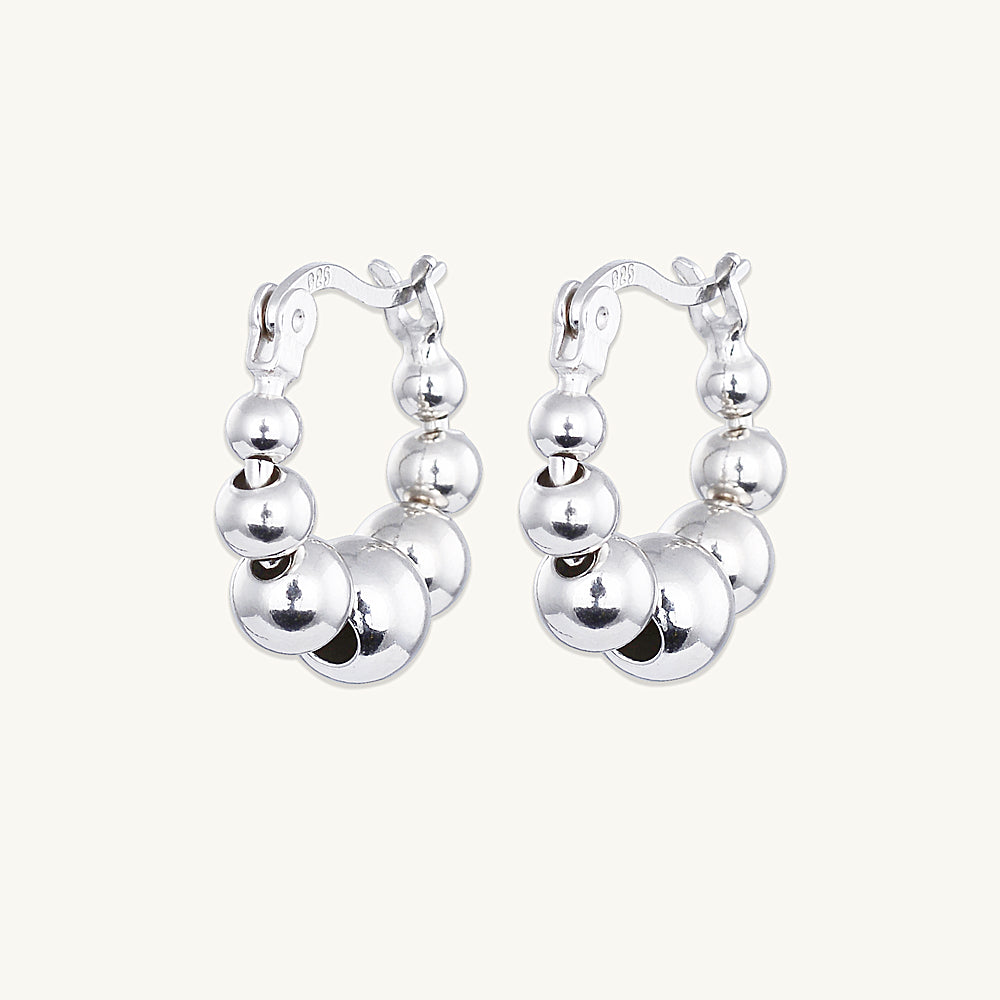 Asymmetric Ball Hoop Earrings