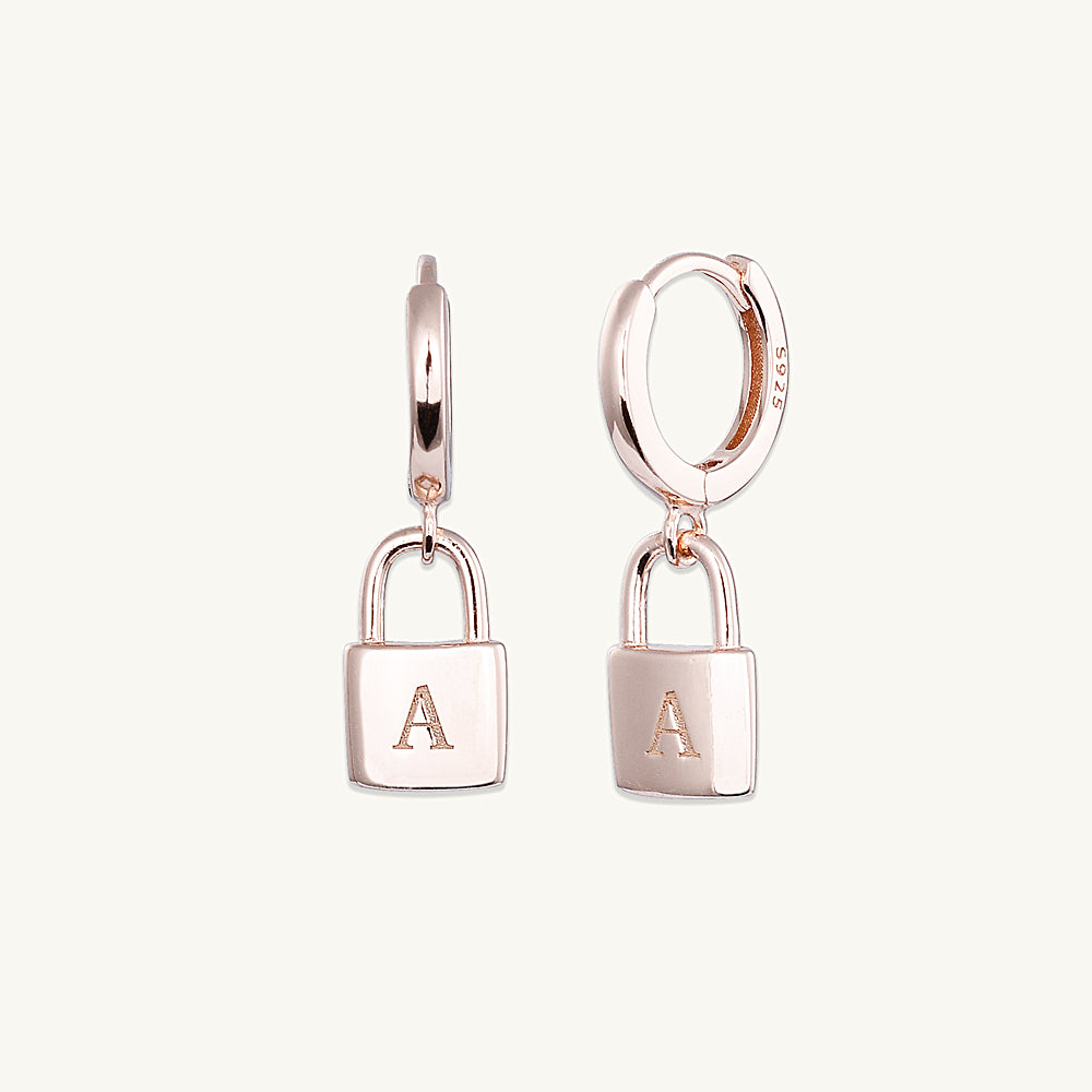 Padlock Initial Letter Earrings