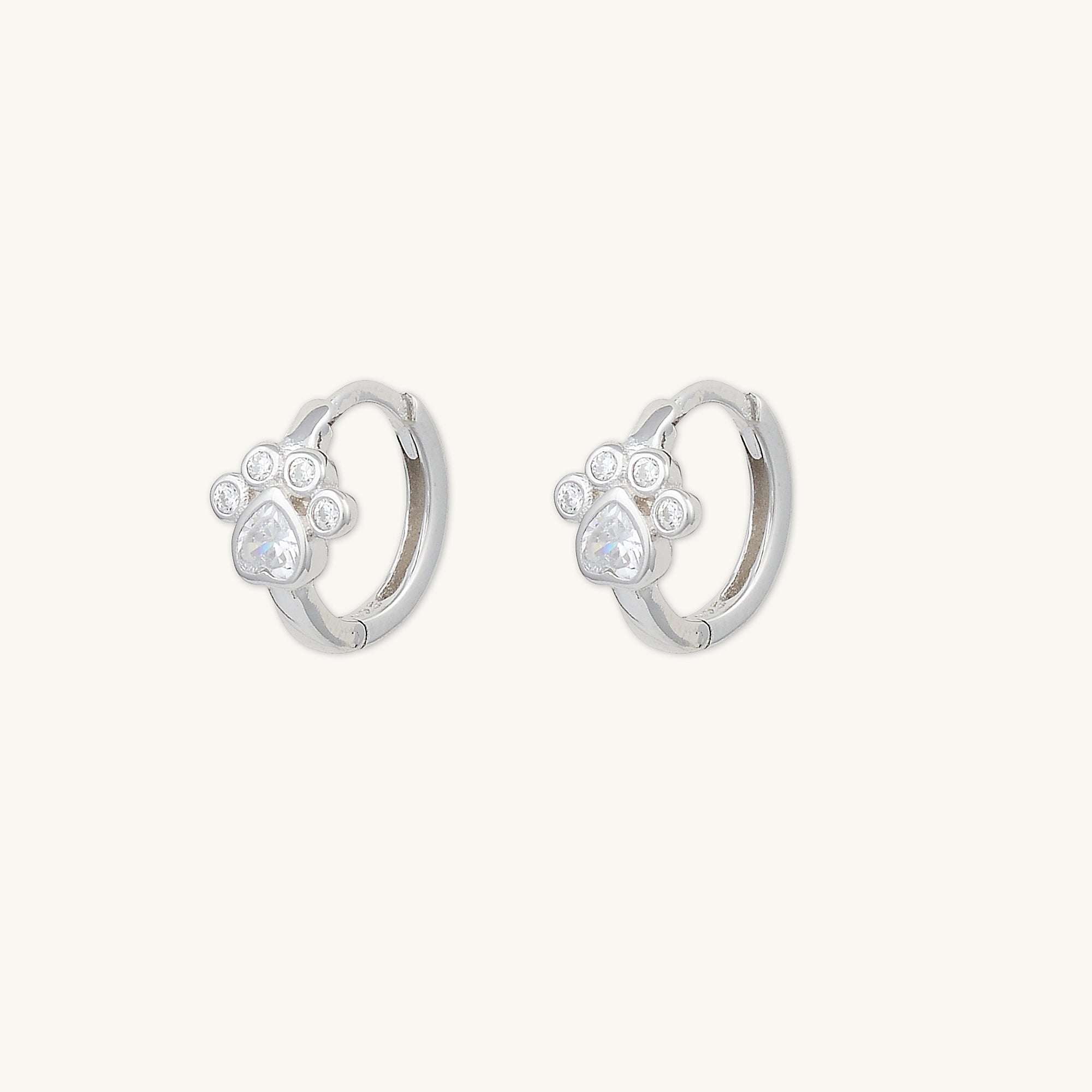 Dog Paw Sapphire Huggie Earrings