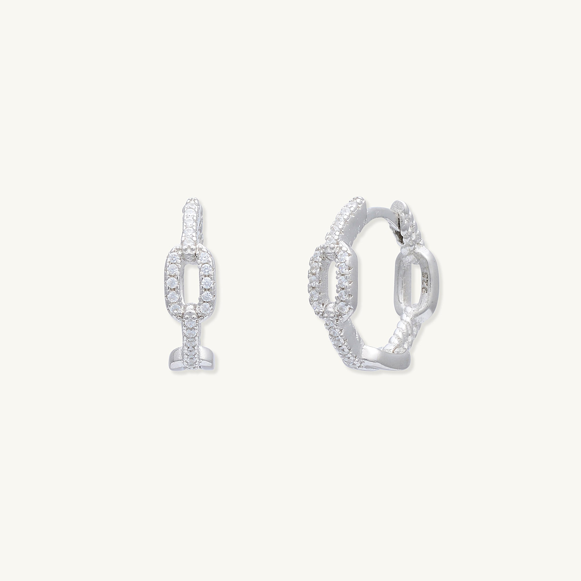 Cuban Link Sapphire Huggie Hoop Earrings