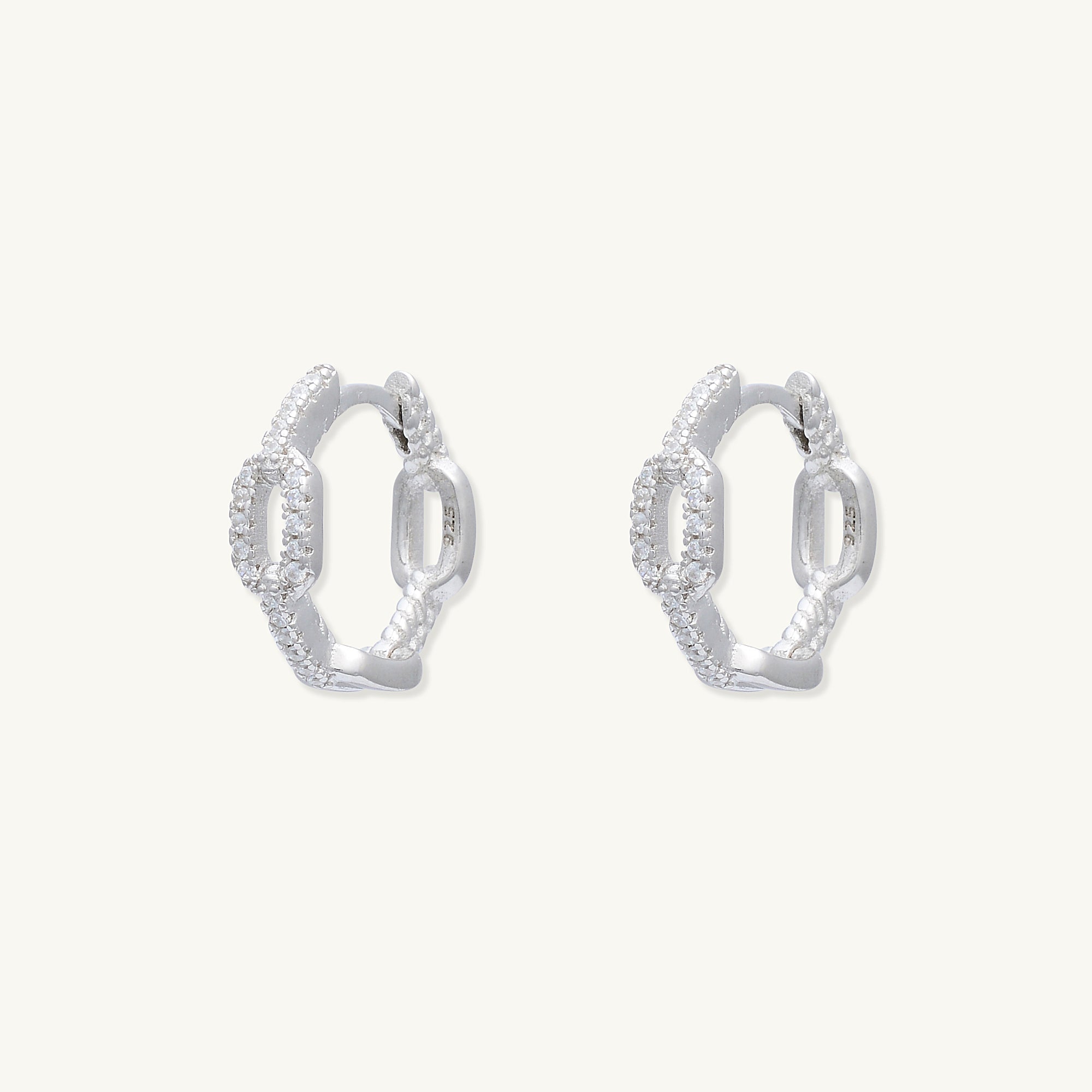 Cuban Link Sapphire Huggie Hoop Earrings