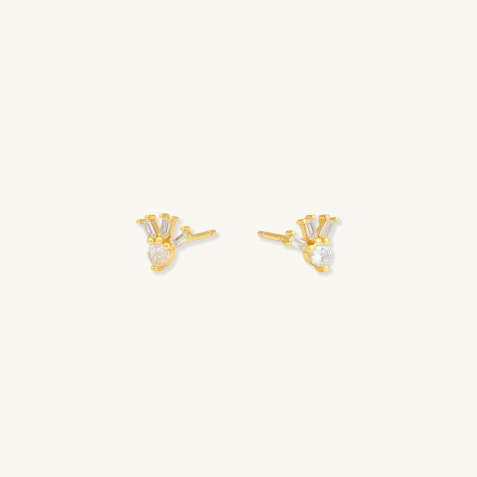 Trio Baguette Stud Earrings