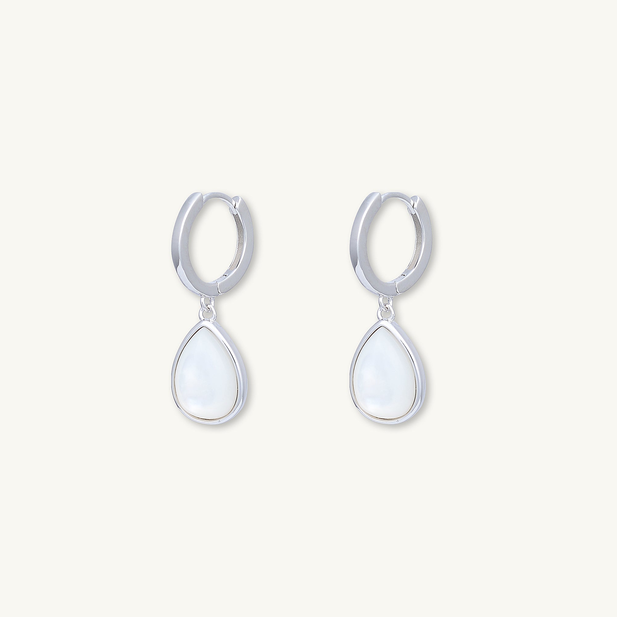 Teardrop Moonstone Huggie Hoop Earrings