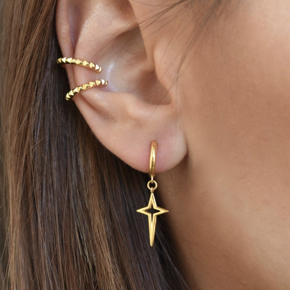 Cross Drop Hoop Earrings