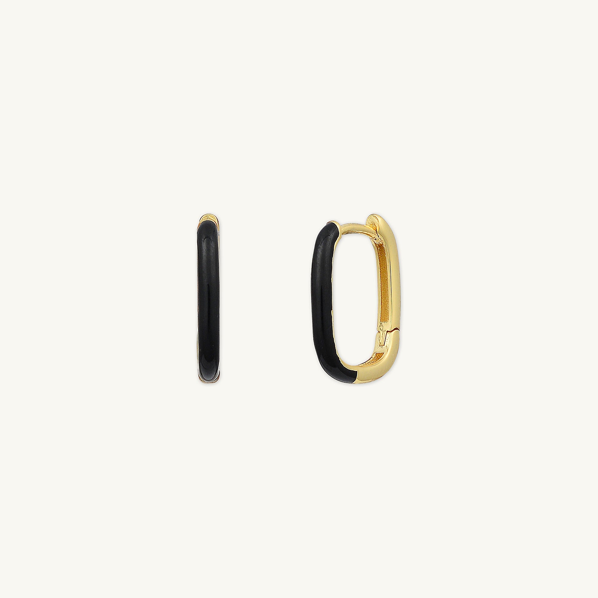 Black Lacquered Huggie Earrings - Camile & Stone