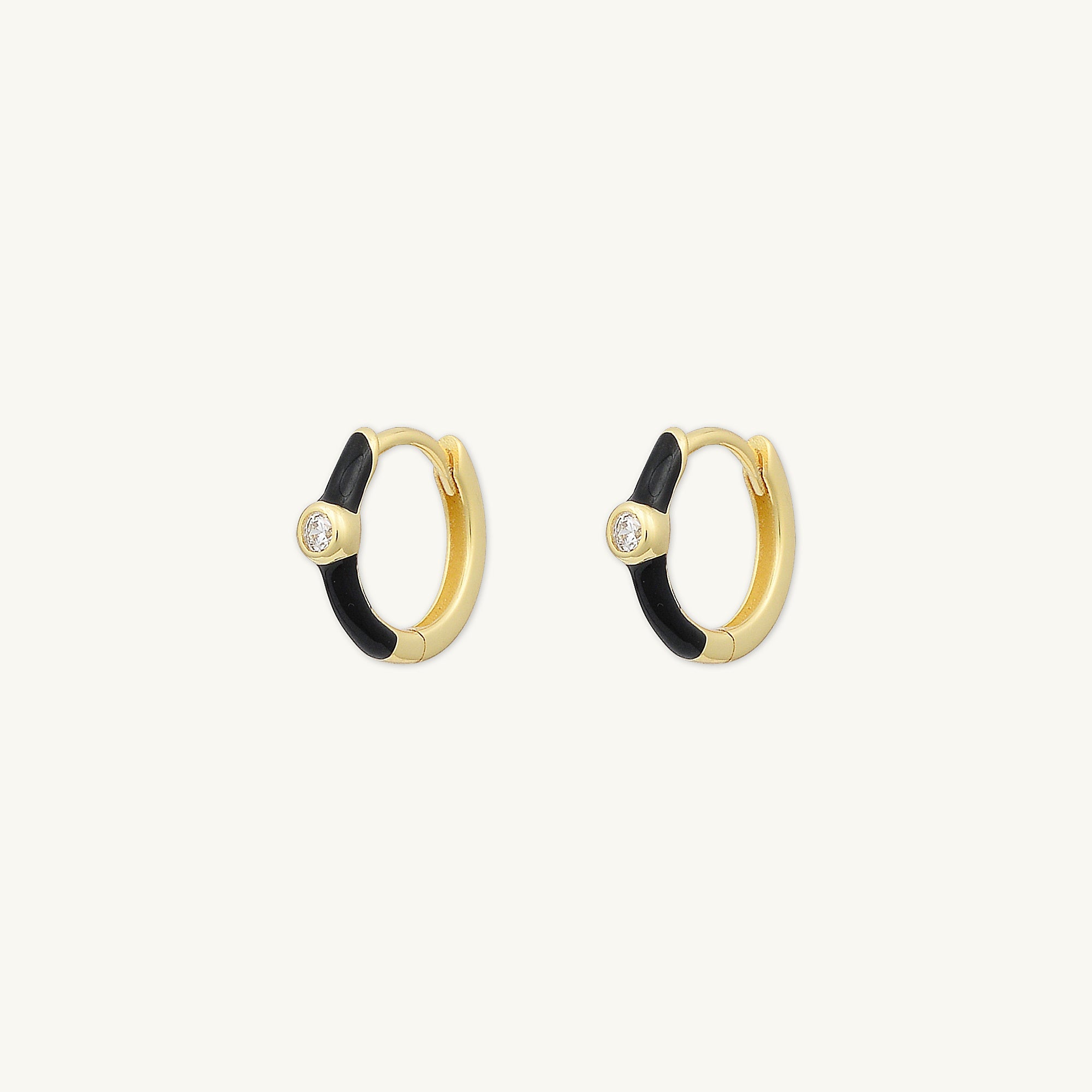 Black Lacquered Sapphire Huggie Earrings - Camile & Stone