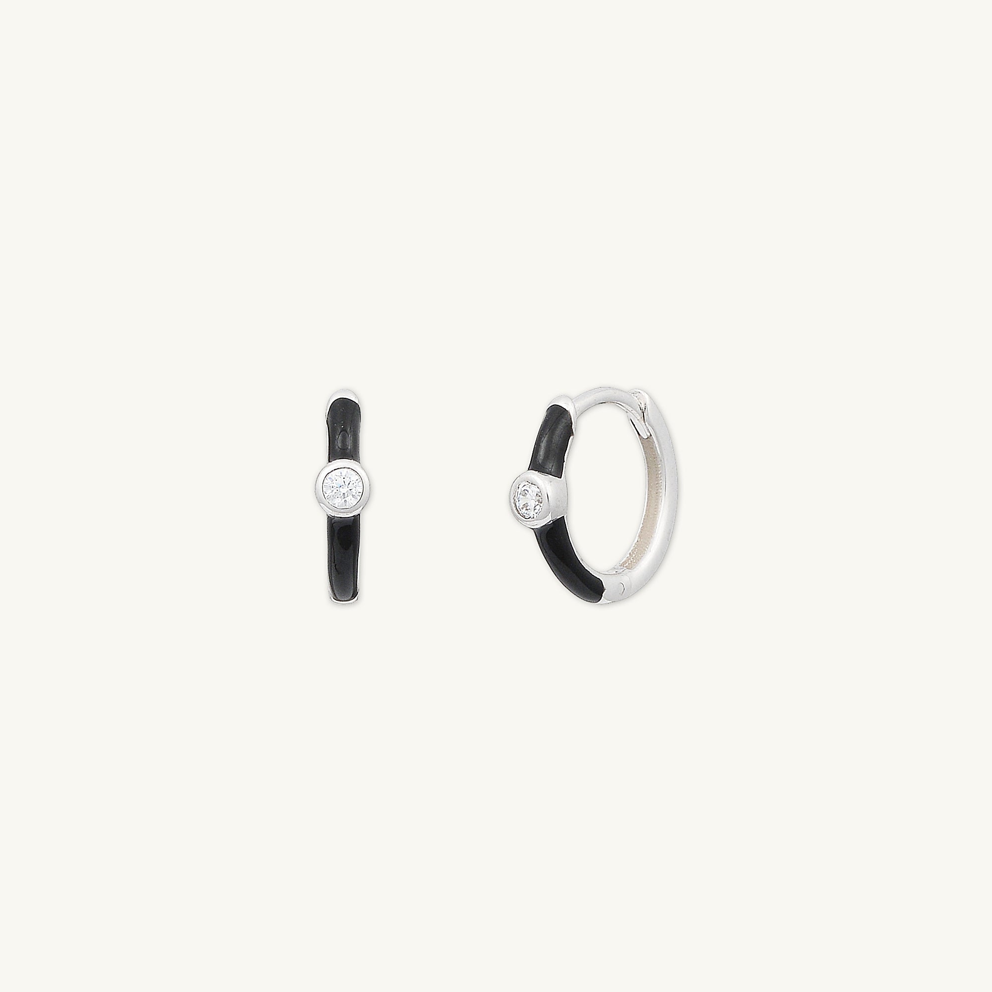 Black Lacquered Sapphire Huggie Earrings - Camile & Stone