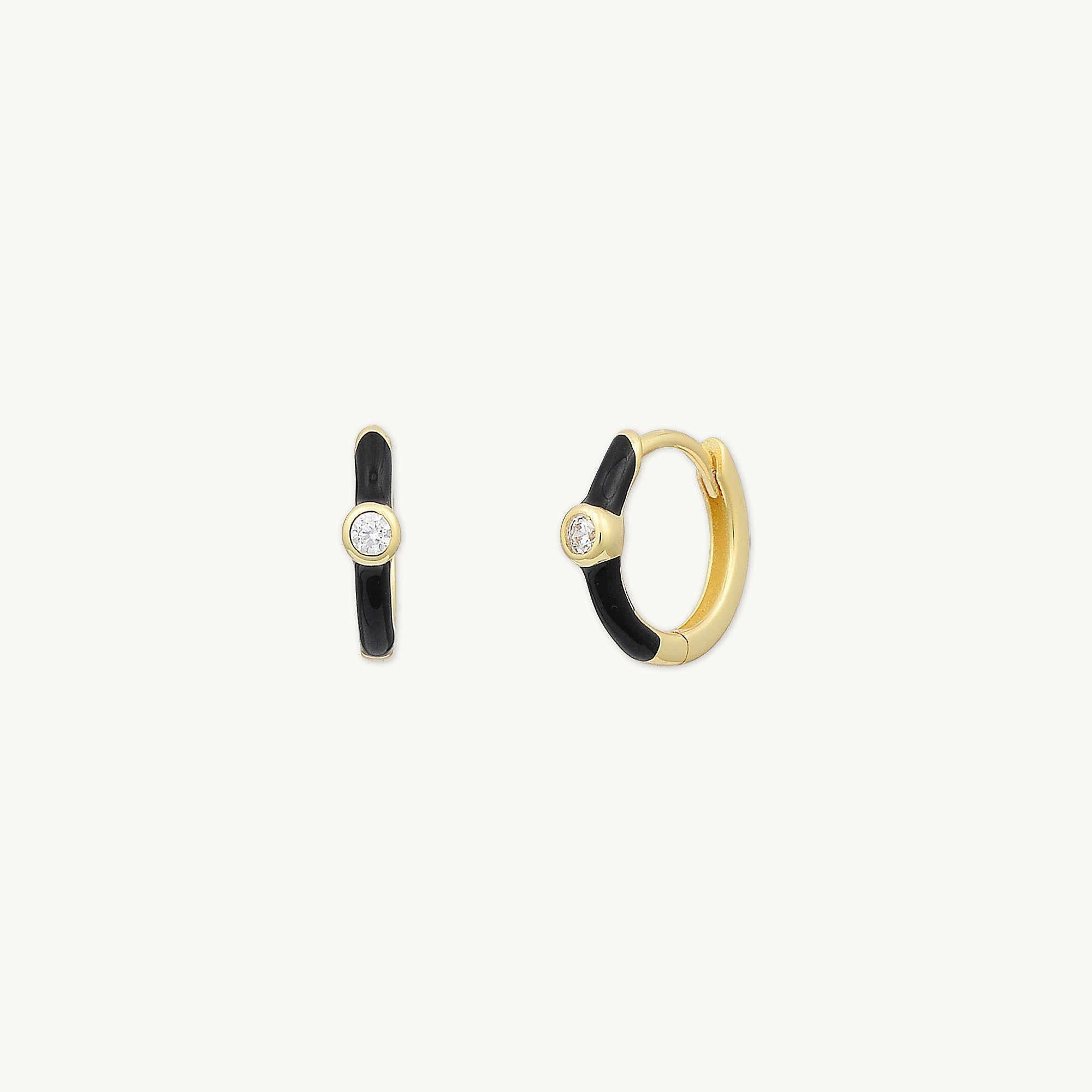 Black Lacquered Sapphire Huggie Earrings - Camile & Stone