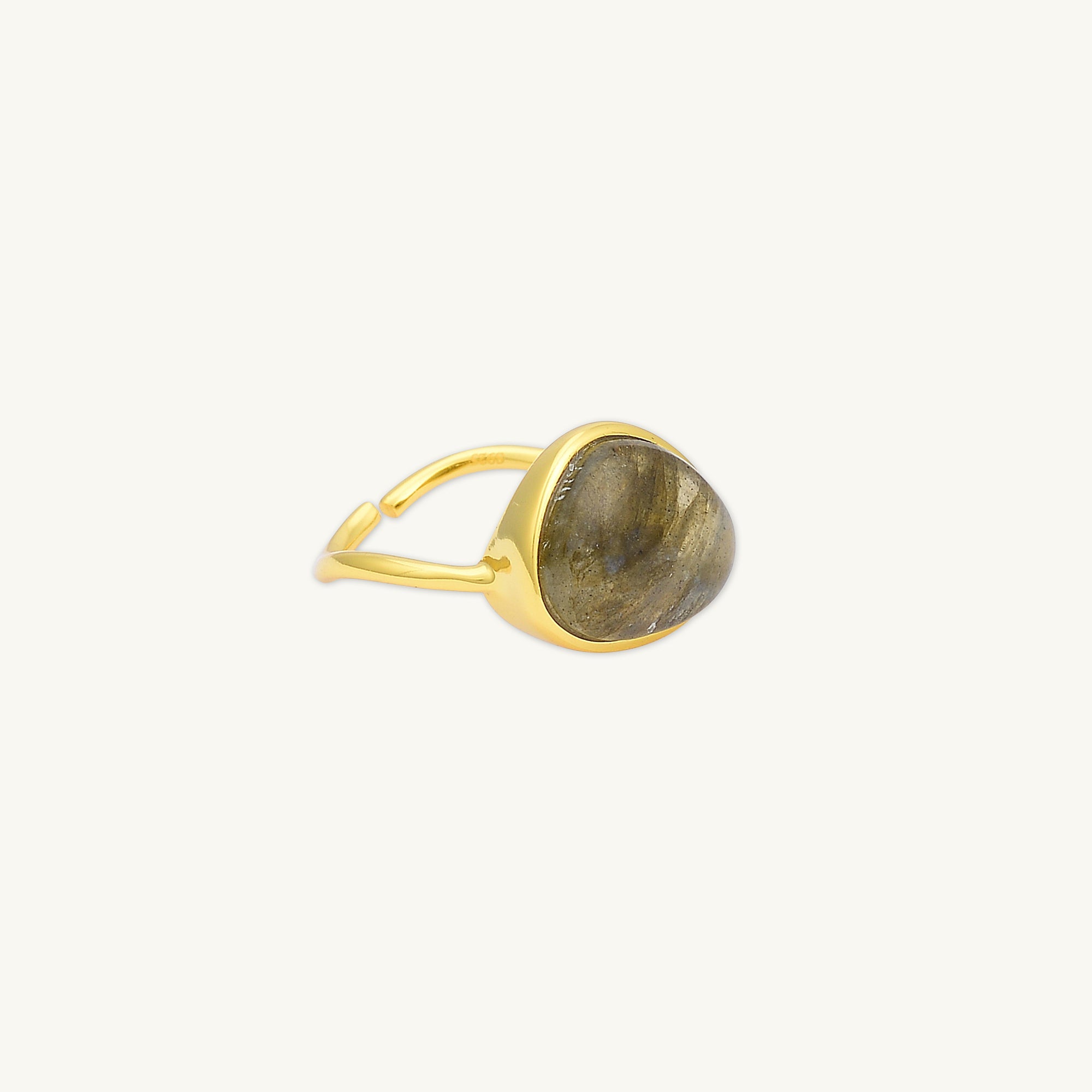 Black Moonstone Oval Statement Open Ring - Camile & Stone