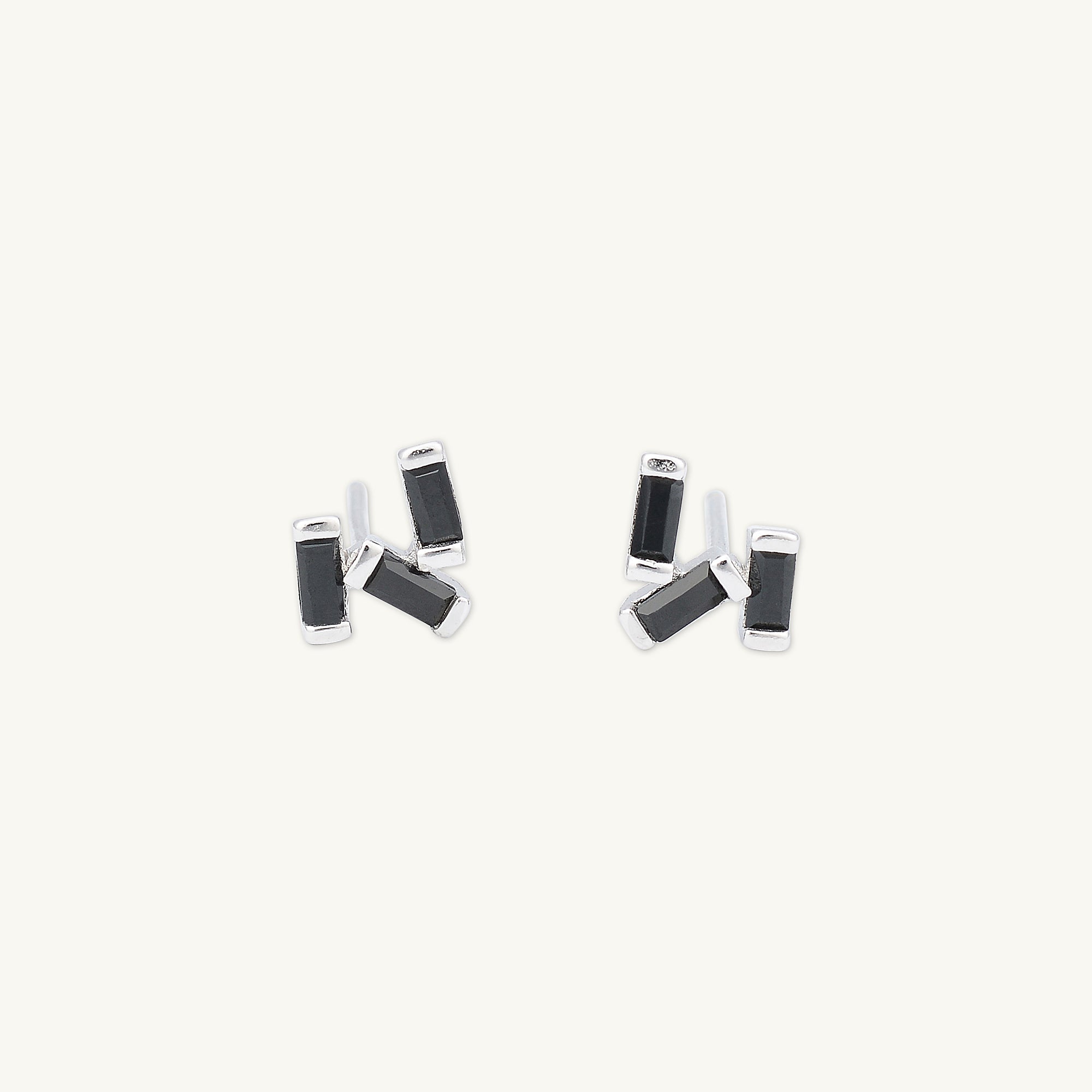 Black Trio Baguette Earrings - Camile & Stone